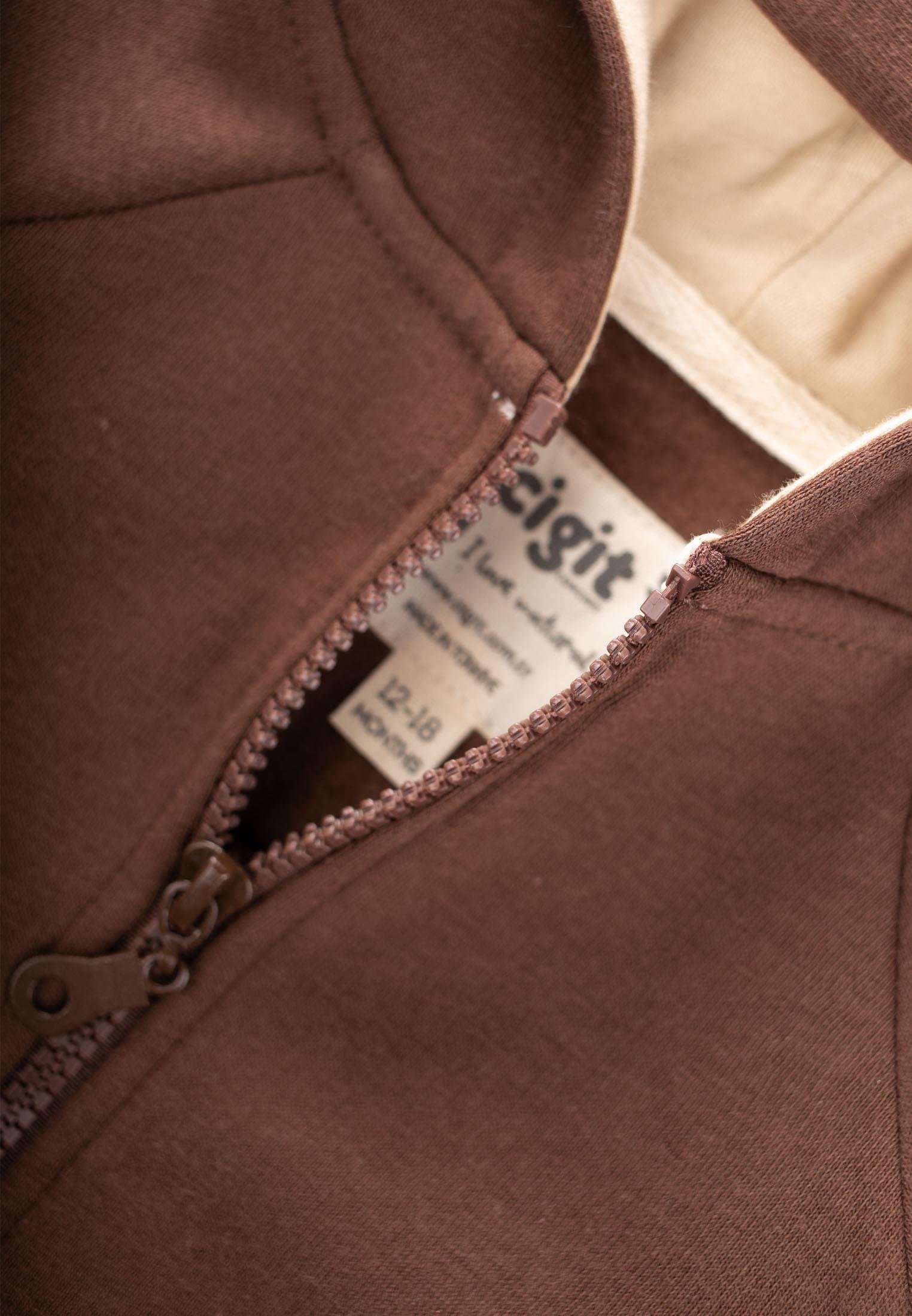 CigitHooded Zipper Cardigan Age 1-10 Brown