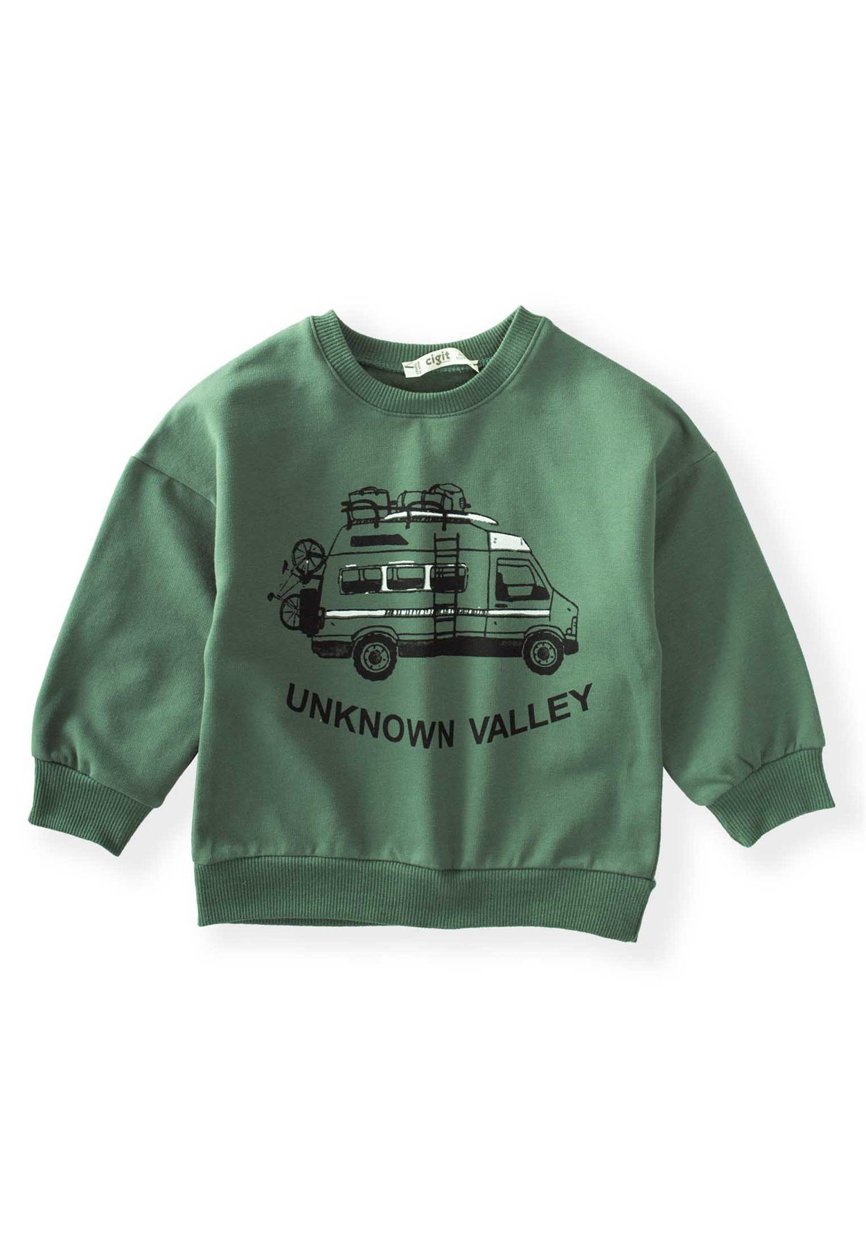 80995 - 5026Karavan Baskılı Sweatshirt 2-8 Yaş Haki Yeşil - Yeni SezonCigitKaravan Baskılı Sweatshirt 2-8 Yaş Haki Yeşil
