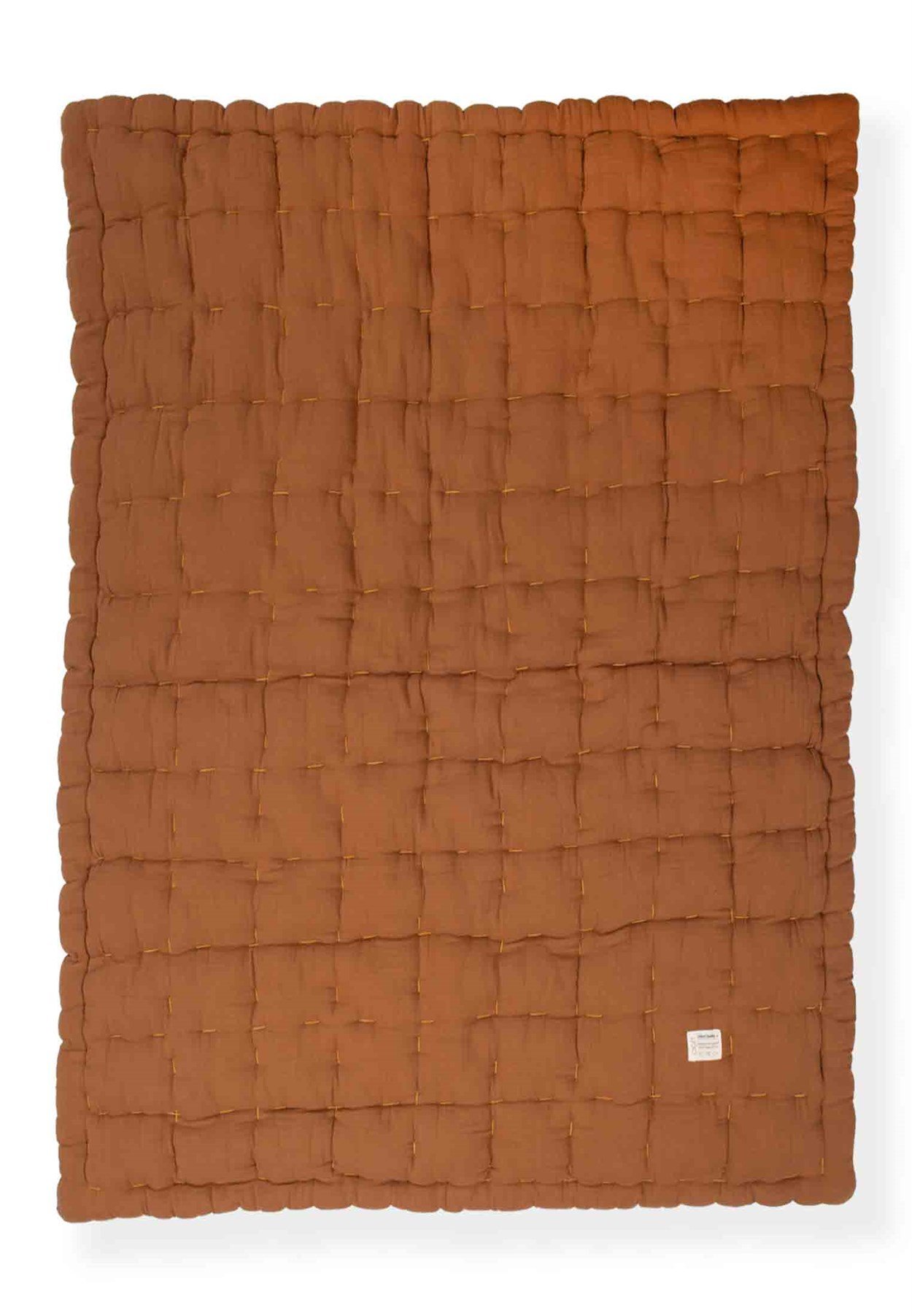 100320 - 5025Kare El İşi Yorgan 140X200 Cm kahve - CigitCigitKare El İşi Yorgan 140X200 Cm kahve