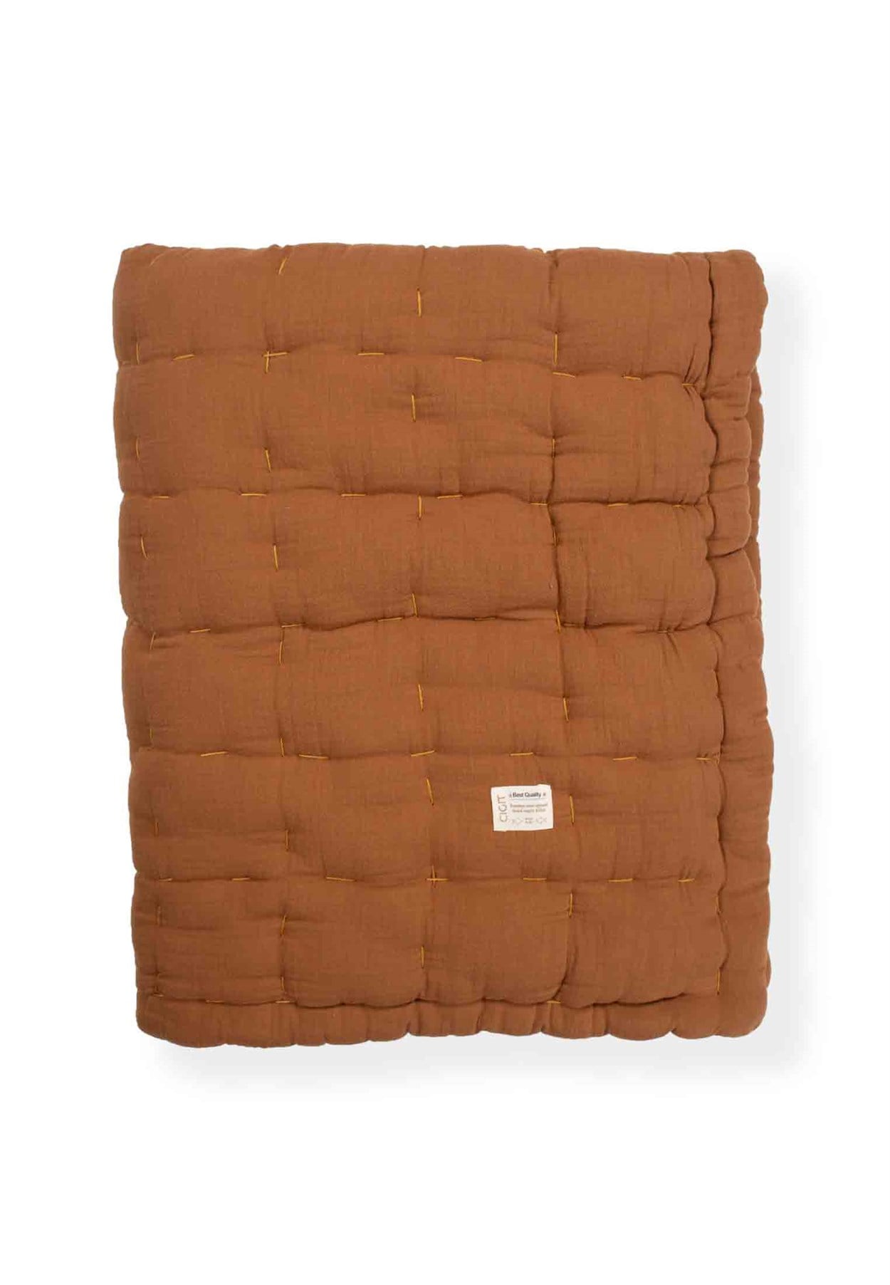 100320 - 5025Kare El İşi Yorgan 140X200 Cm kahve - CigitCigitKare El İşi Yorgan 140X200 Cm kahve