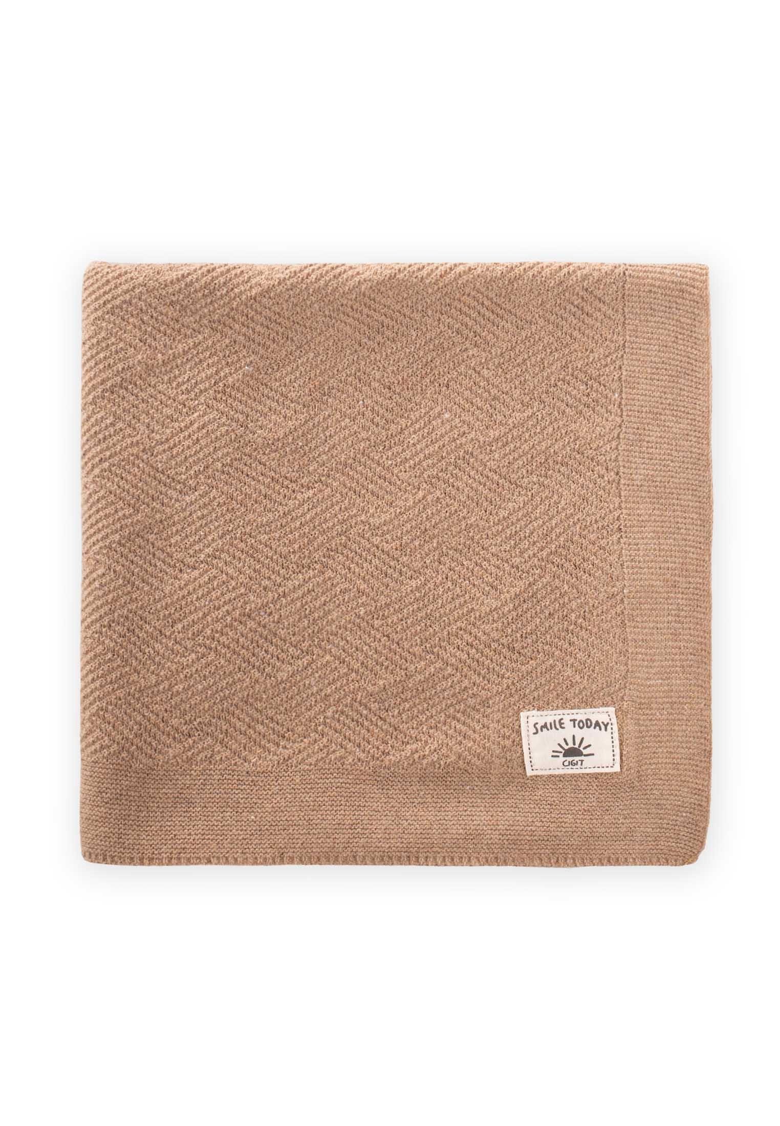CigitKargen Desen İnce Triko Battaniye 80X100 Cm (+/-5) Vizon
