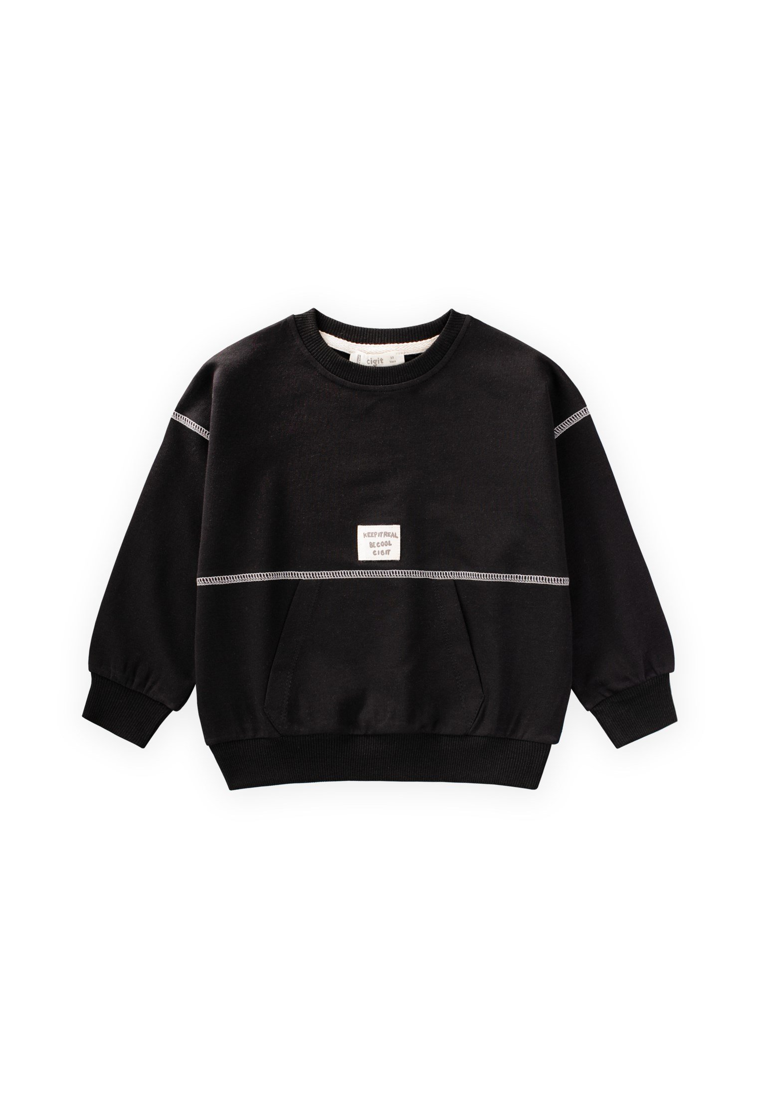 CigitKaryoka Detaylı Oversize Sweatshirt 2-8 Yaş Siyah