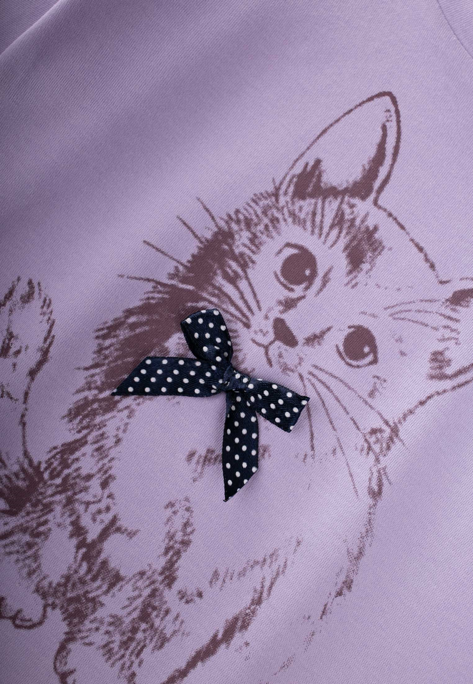 CigitKedi Baskılı Pijama Takım 2-8 Yaş Lila