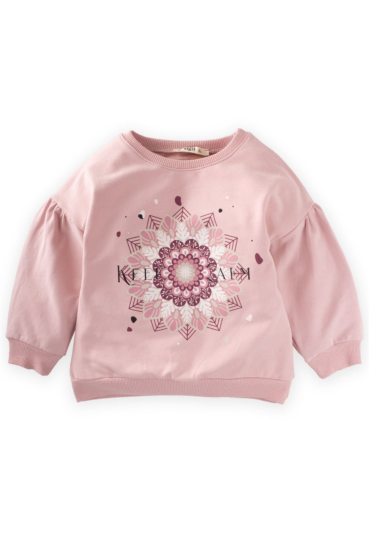 81018 - 5002Keep Calm Etnik Desen Baskılı Sweatshirt 3-9 Yaş Pudra Pembe - CigitCigitKeep Calm Etnik Desen Baskılı Sweatshirt 3-9 Yaş Pudra Pembe
