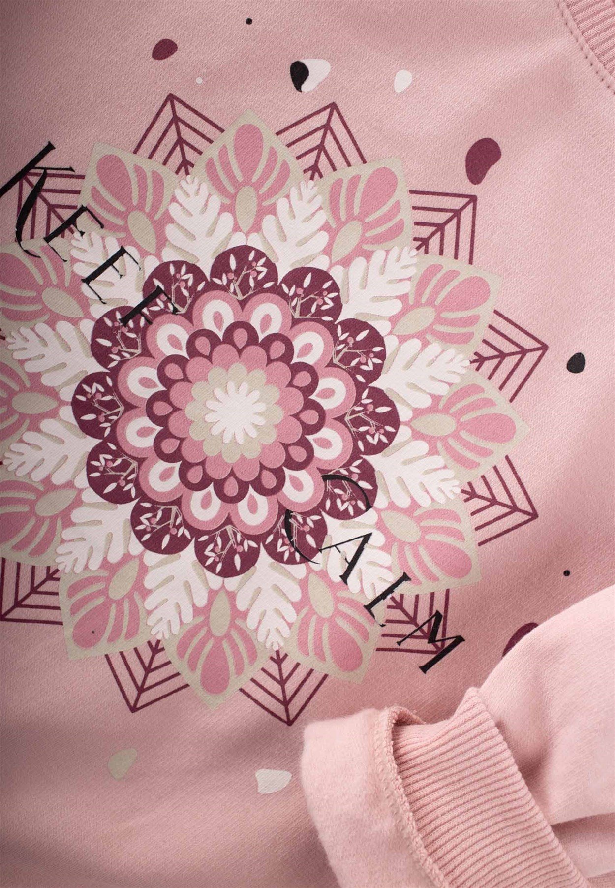 81018 - 5002Keep Calm Etnik Desen Baskılı Sweatshirt 3-9 Yaş Pudra Pembe - CigitCigitKeep Calm Etnik Desen Baskılı Sweatshirt 3-9 Yaş Pudra Pembe