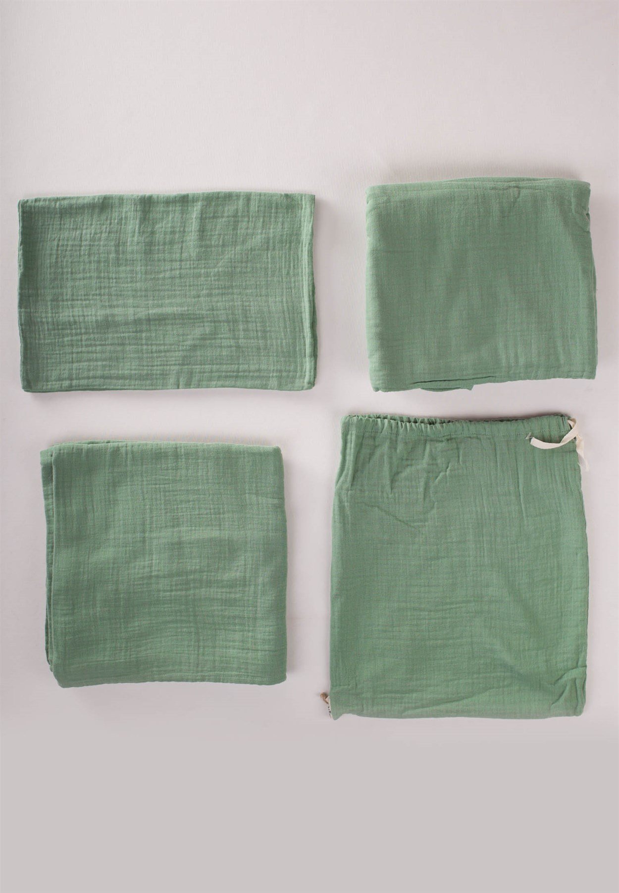 100117 - 58Keseli Müslin Nevresim Takımı 100X135 cm +/ - 3cm Çarşaf 120X150 Yastık 35X45 cm Yeşil  - CigitCigitKeseli Müslin Nevresim Takımı 100X135 cm +/ - 3cm Çarşaf 120X150 Yastık 35X45 cm Yeşil 