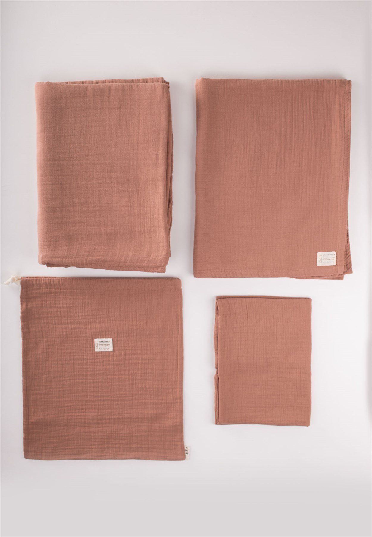 CigitKeseli Müslin Nevresim Takımı 100X135 cm +/ - 3cm Çarşaf 120X150 Yastık 35X45 cm A.KAHVE