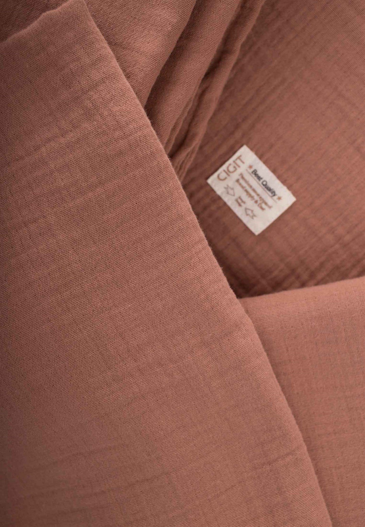 CigitKeseli Müslin Nevresim Takımı 100X135 cm +/ - 3cm Çarşaf 120X150 Yastık 35X45 cm A.KAHVE