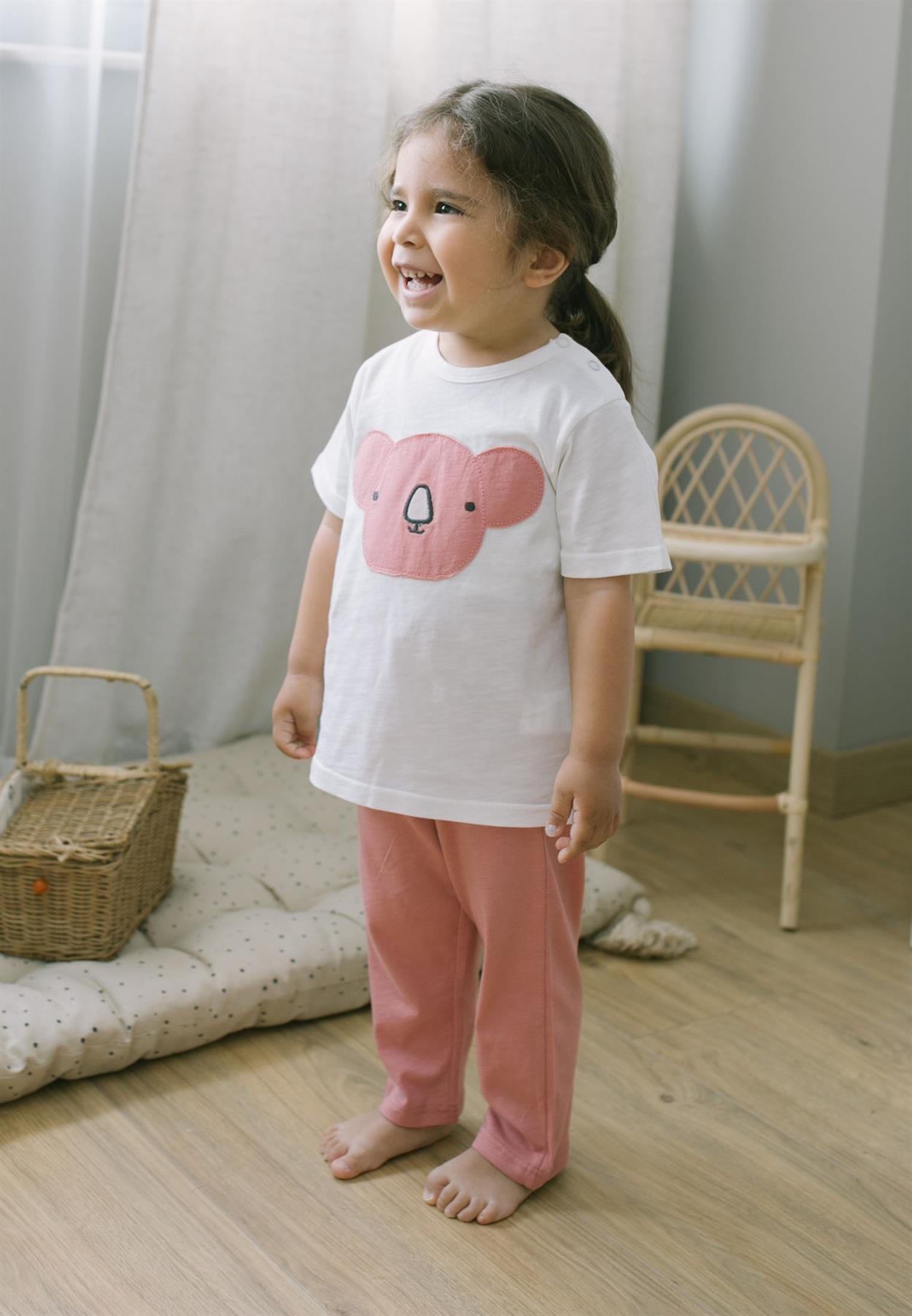 CigitKoala Aplikeli Pijama Takım 1-6 Yaş Ekru