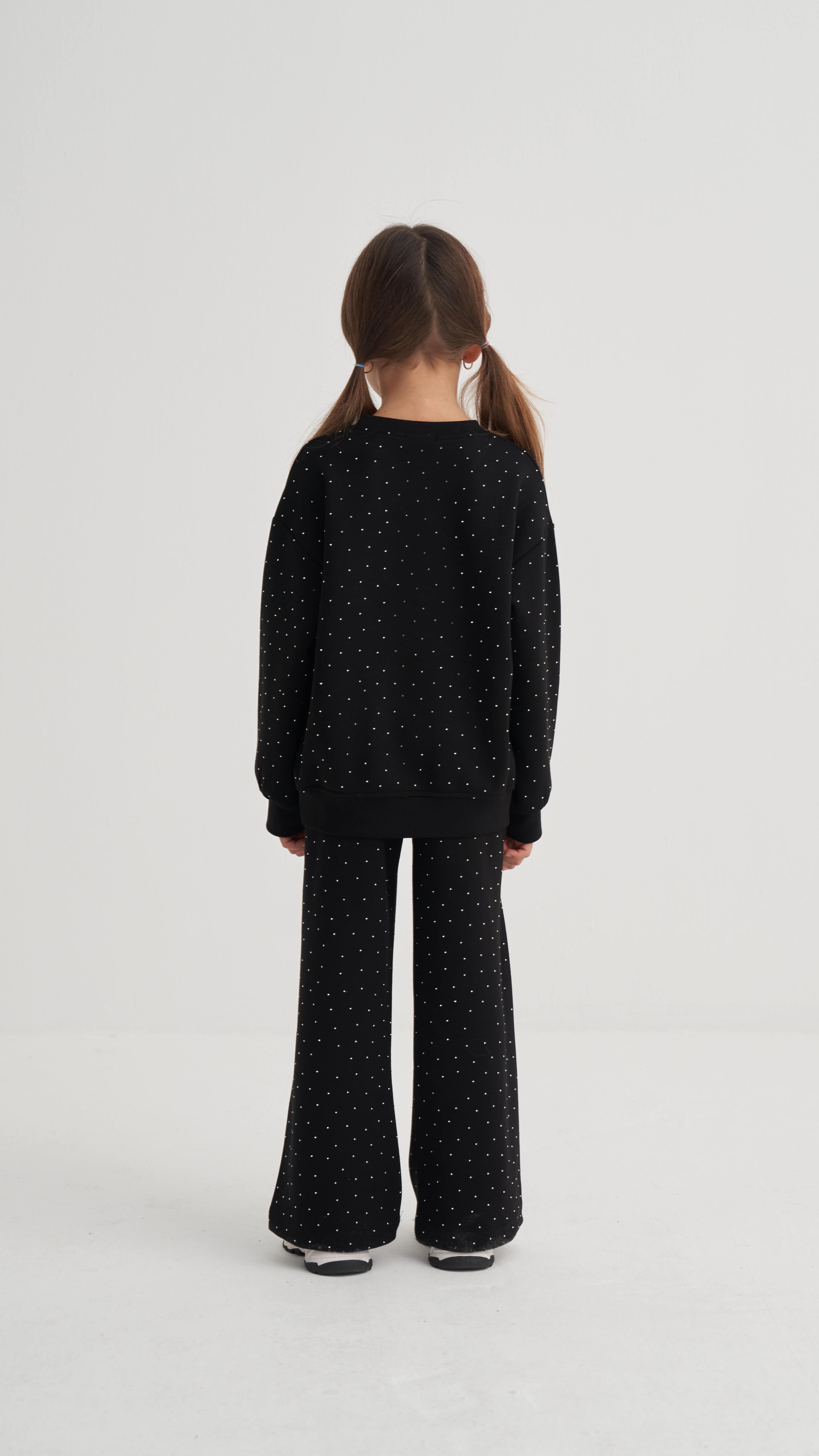 CigitKomple Taşlı Modal Takım 2-7 Yaş SİYAH