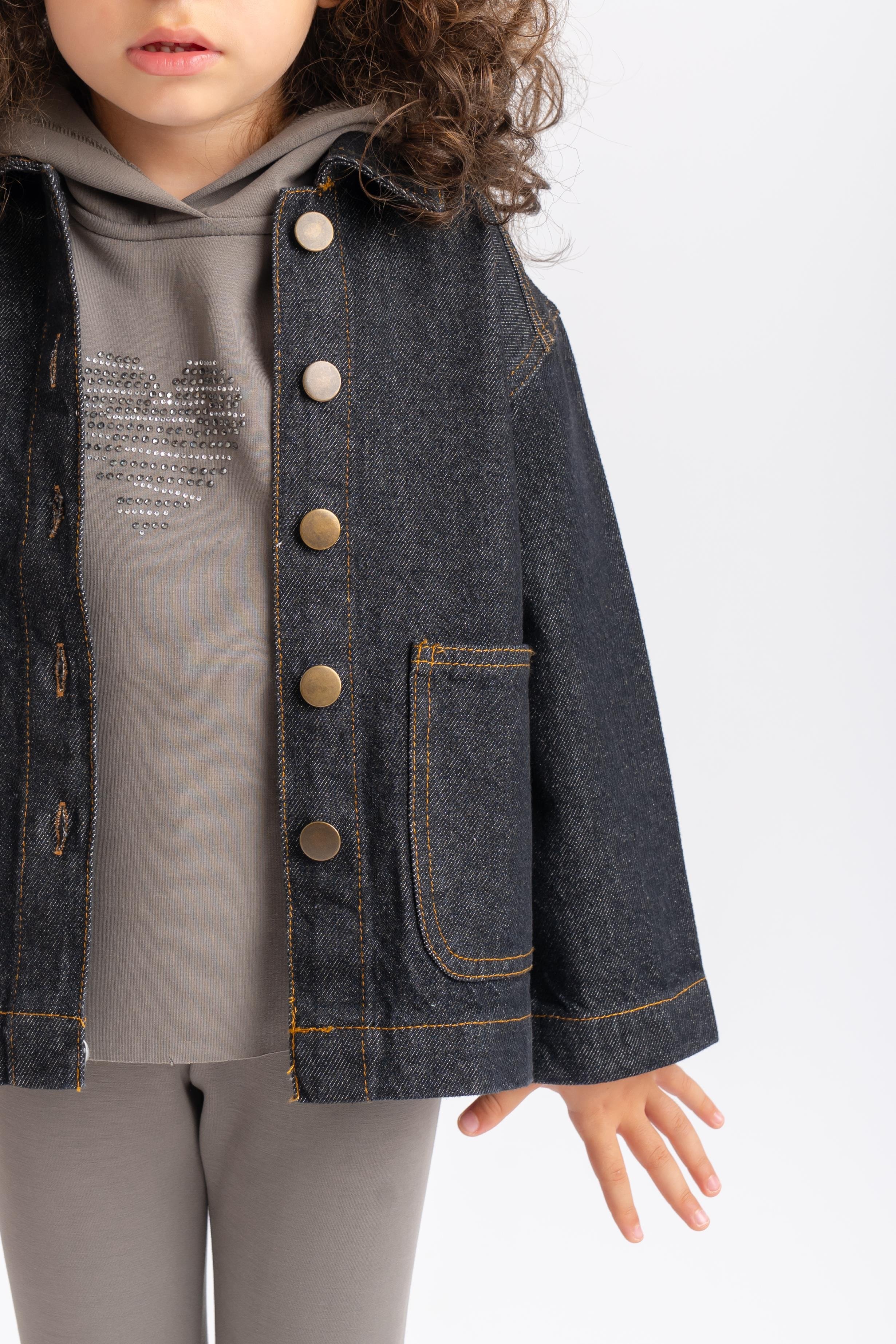 CigitKoyu Yıkama Kot Ceket 2-7 Yaş Siyah