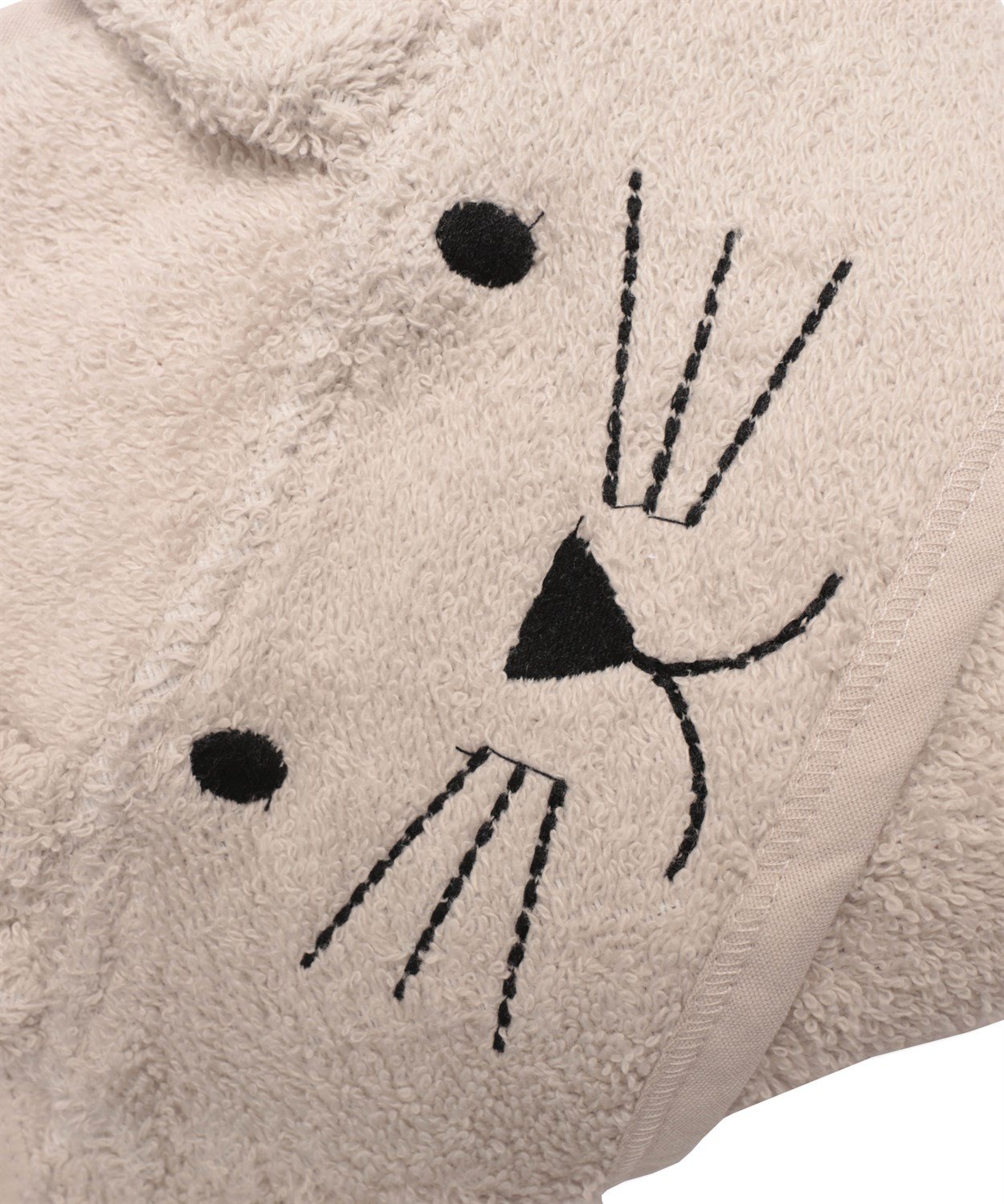 KULAKLI KEDI NAKISLI BEBEK BANYO HAVLUSU 75X75CM GRİ