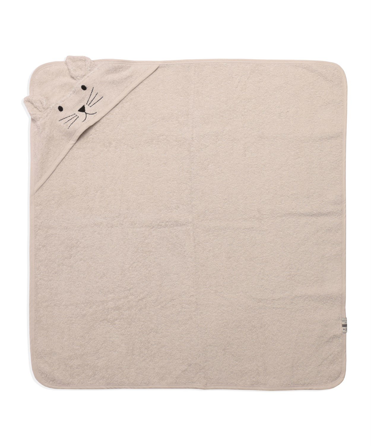 KULAKLI KEDI NAKISLI BEBEK BANYO HAVLUSU 75X75CM GRİ