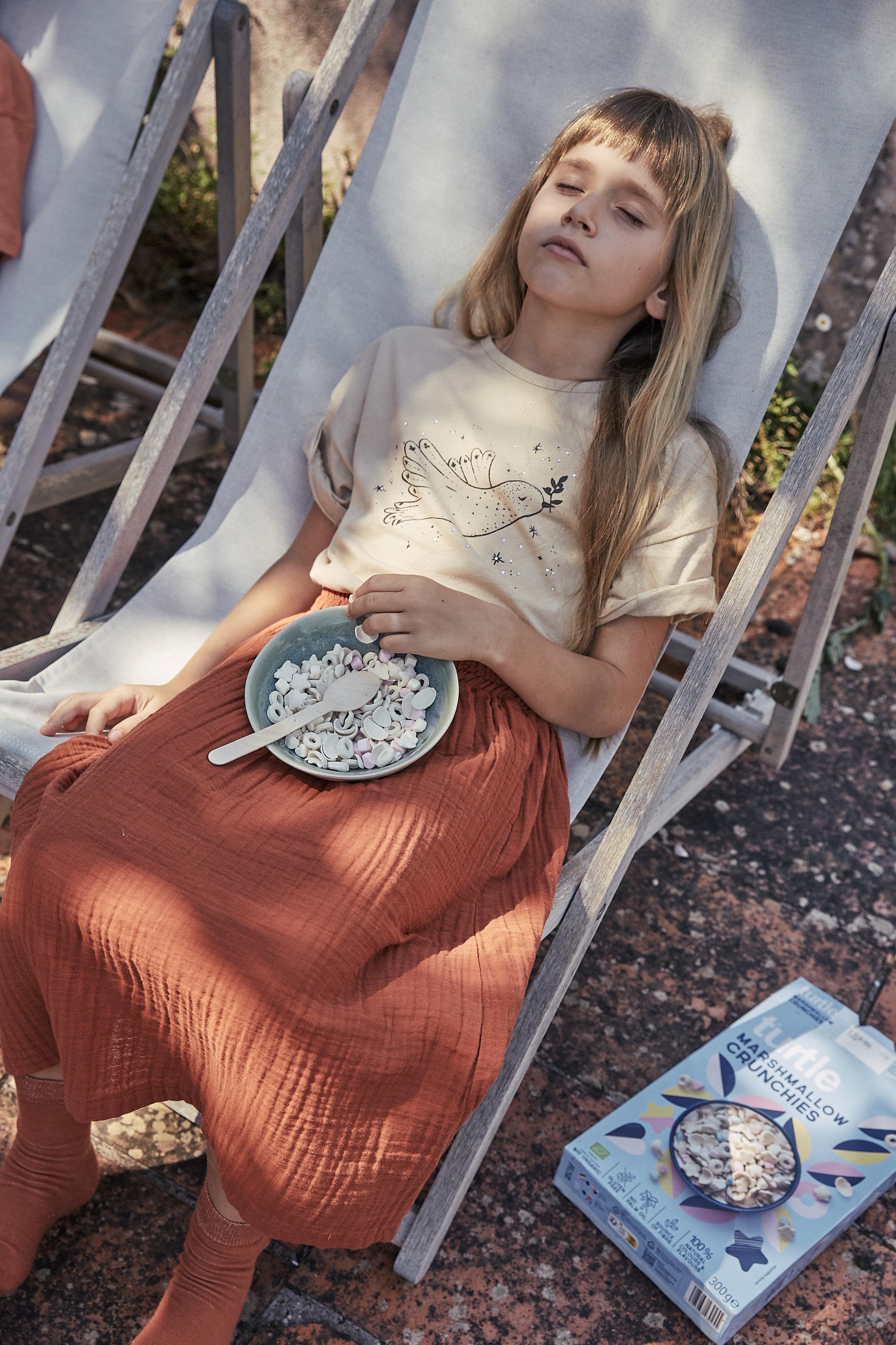 CigitKuş Baskılı Taş Detaylı Müslin Etekli Takım 2-8 Yaş Bej