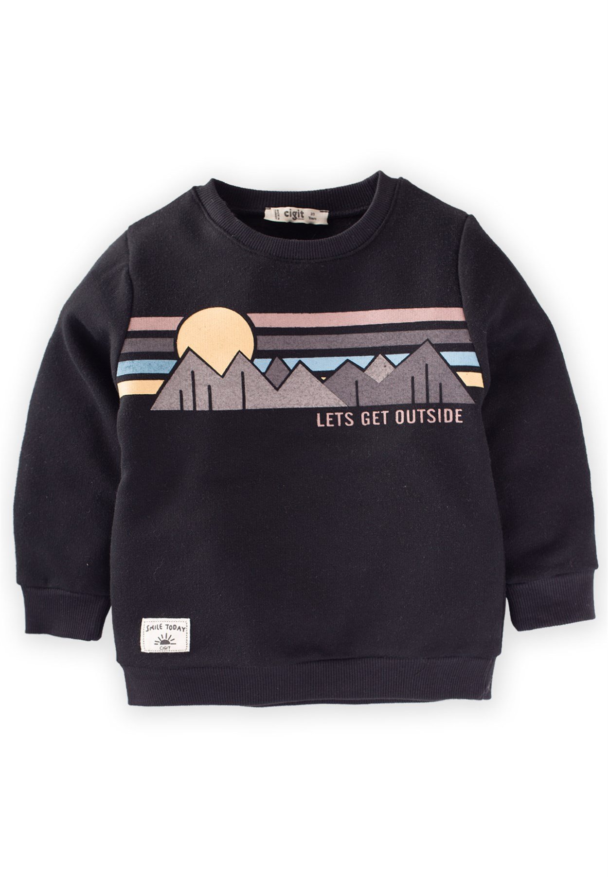 CigitLets Get Outsıde Baskılı Sweatshirt 2-7 Yaş Siyah