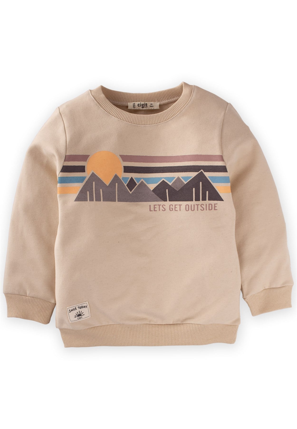 CigitLets Get Outsıde Baskılı Sweatshirt 2-7 Yaş Kum