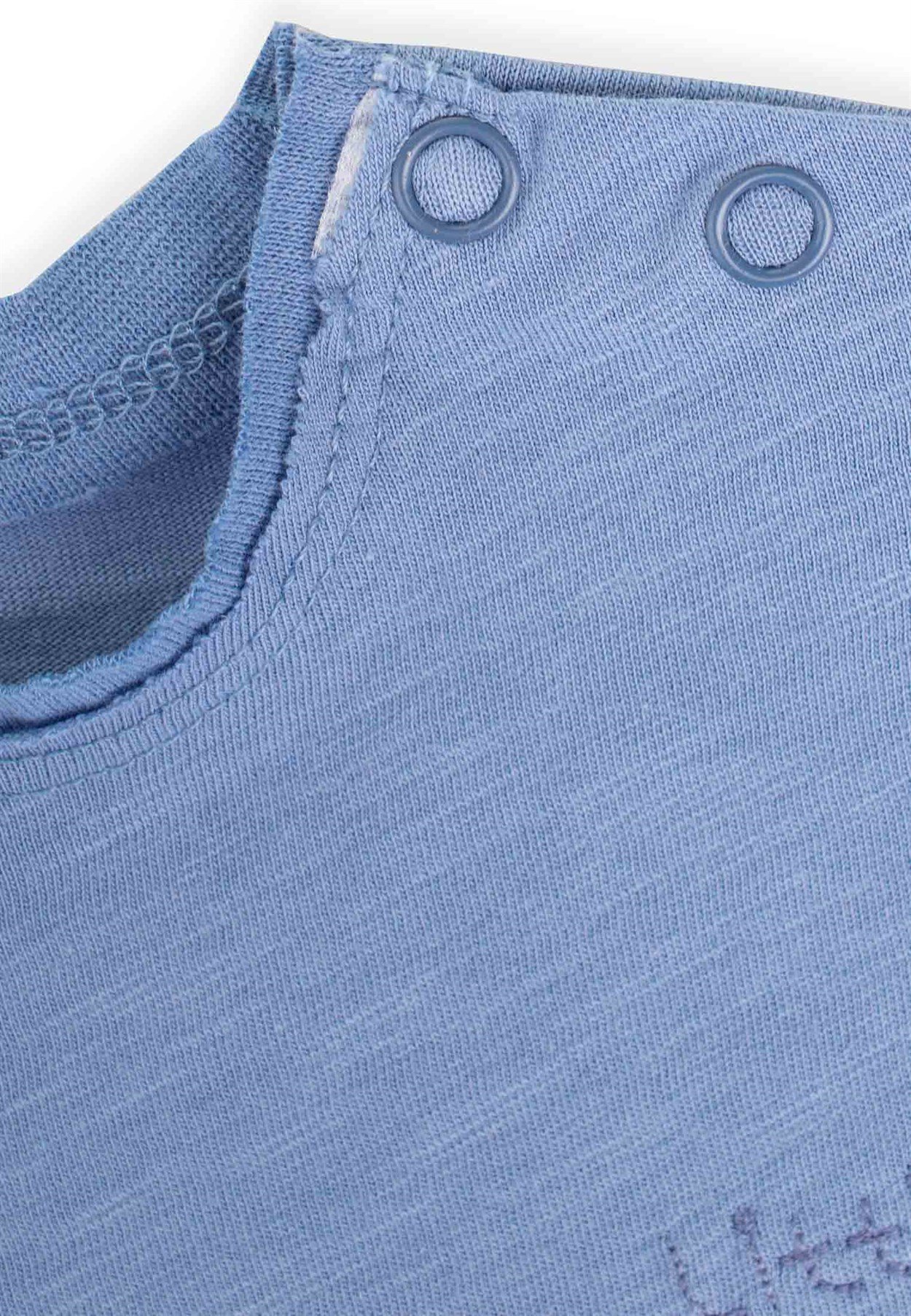 62438 - 5007Little Nature Lover Nakışlı Düşük Omuz Şort Tulum 0-3 Yaş indigo mavi - CigitCigitLittle Nature Lover Nakışlı Düşük Omuz Şort Tulum 0-3 Yaş indigo mavi