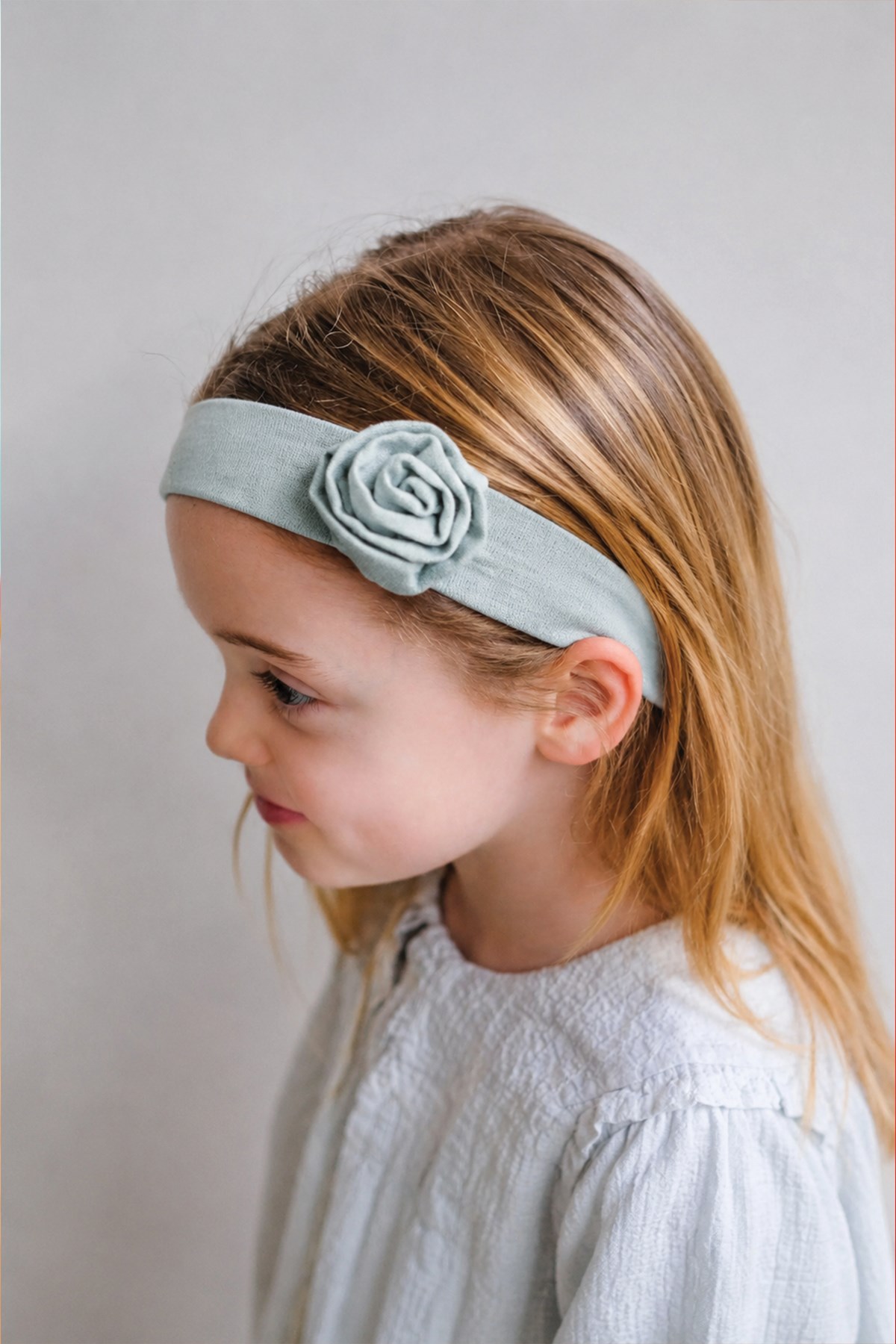 CigitMüslin Gül Figürlü Lastik Bandana Mint Yeşili