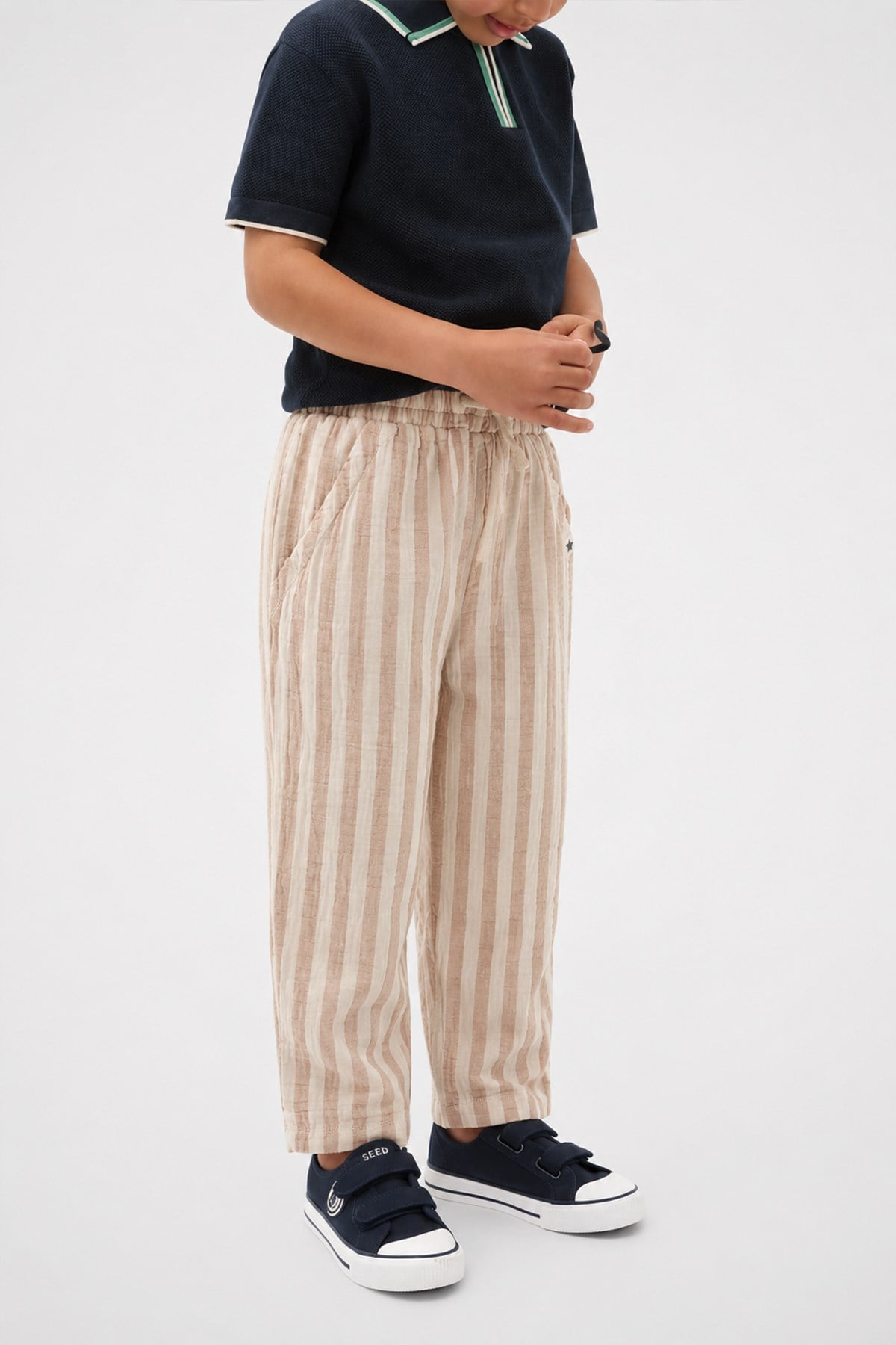 CigitMuslin Trousers Ages 1-7 Brown Striped