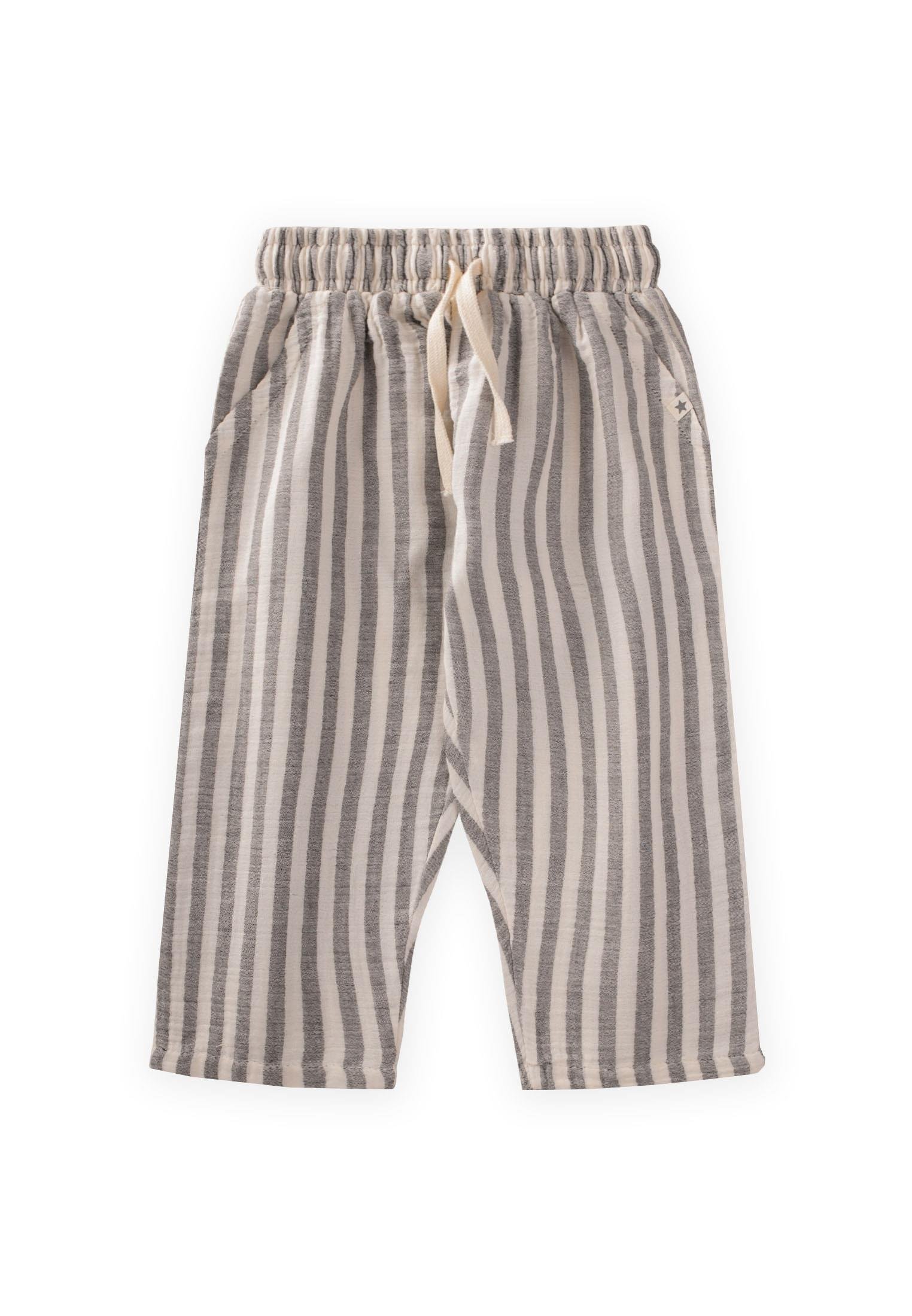 CigitMüslin Pantolon 1-10 Yaş Siyah Çizgili