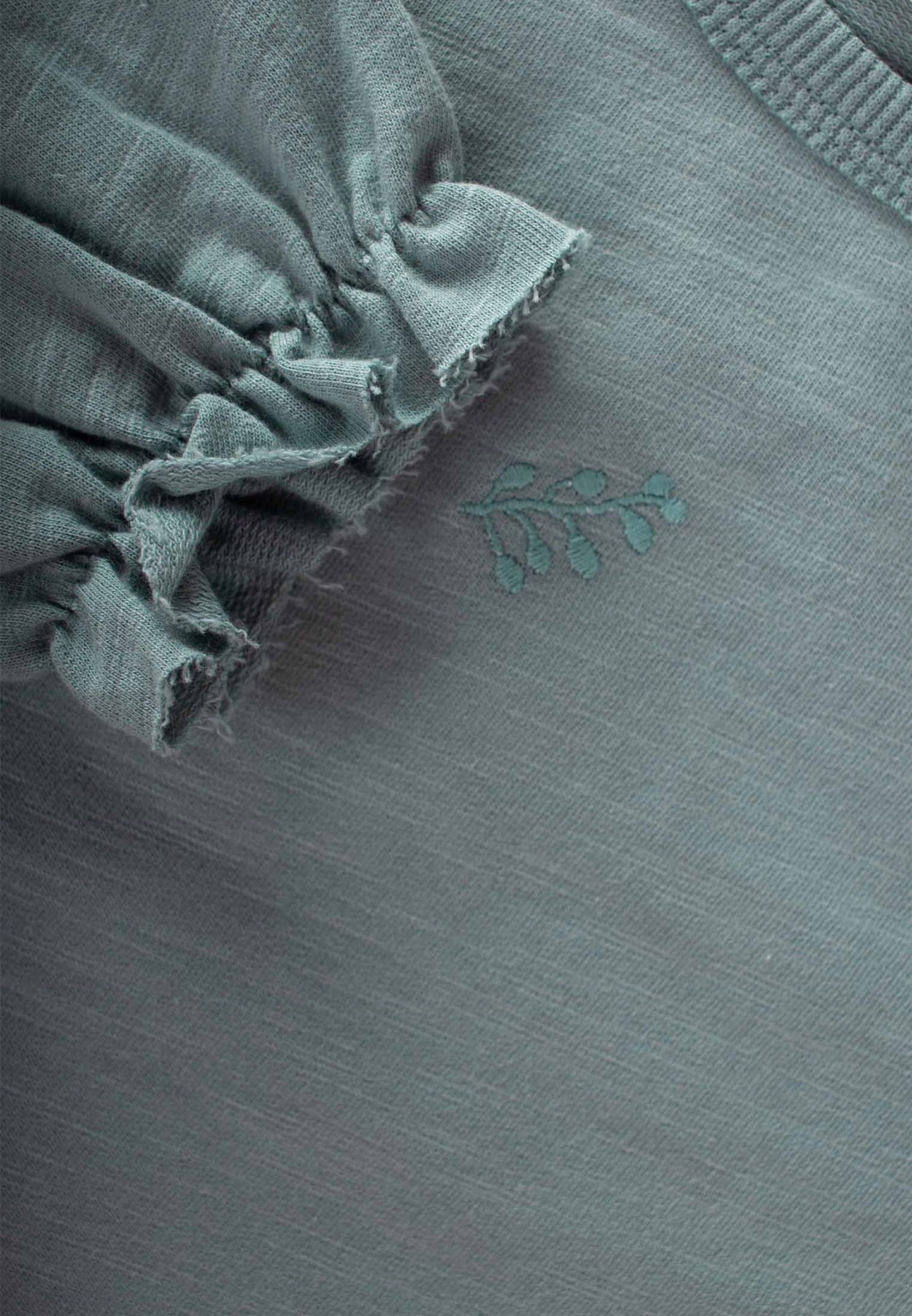70914 - 5008Nakışlı Fırfır Detaylı Oversize Sweat 0-5 Yaş Mint Yeşili - Yeni SezonCigitNakışlı Fırfır Detaylı Oversize Sweat 0-5 Yaş Mint Yeşili