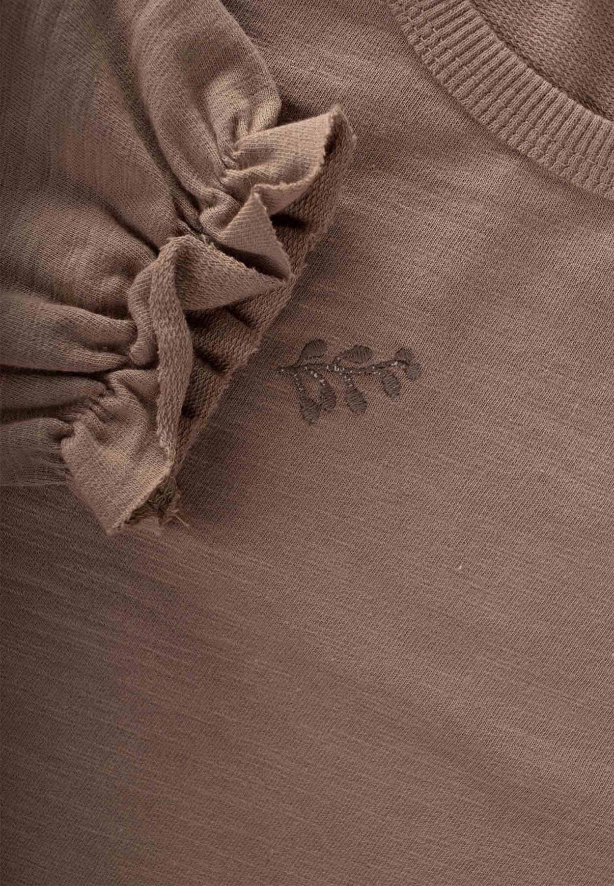 70914 - 5020CigitEmbroidered Frill Detailed Oversize Sweat 0-5 Age Dark Gray