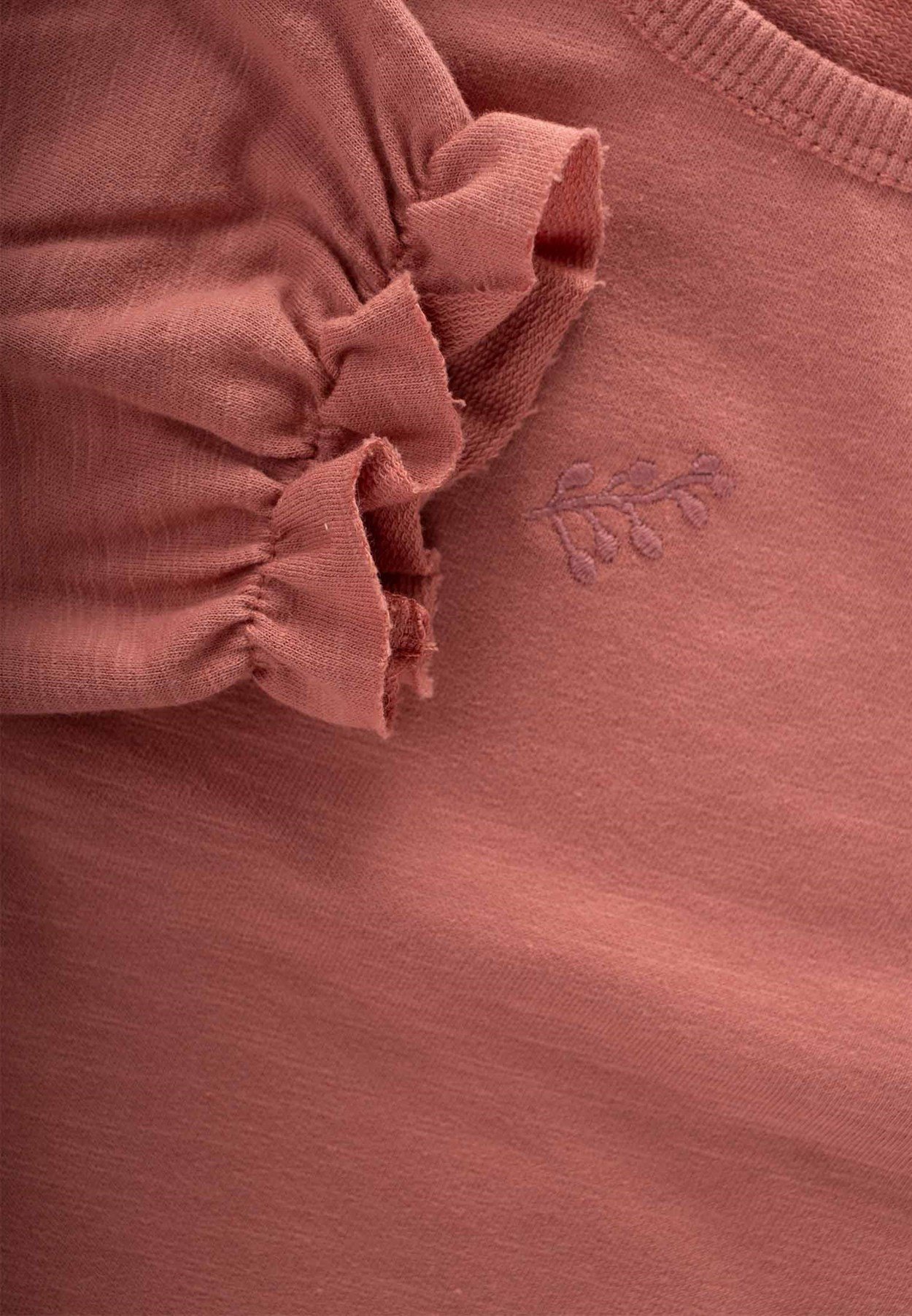 70914 - 5019Nakışlı Fırfır Detaylı Oversize Sweat 0-5 Yaş Gül Kurusu - Yeni SezonCigitNakışlı Fırfır Detaylı Oversize Sweat 0-5 Yaş Gül Kurusu
