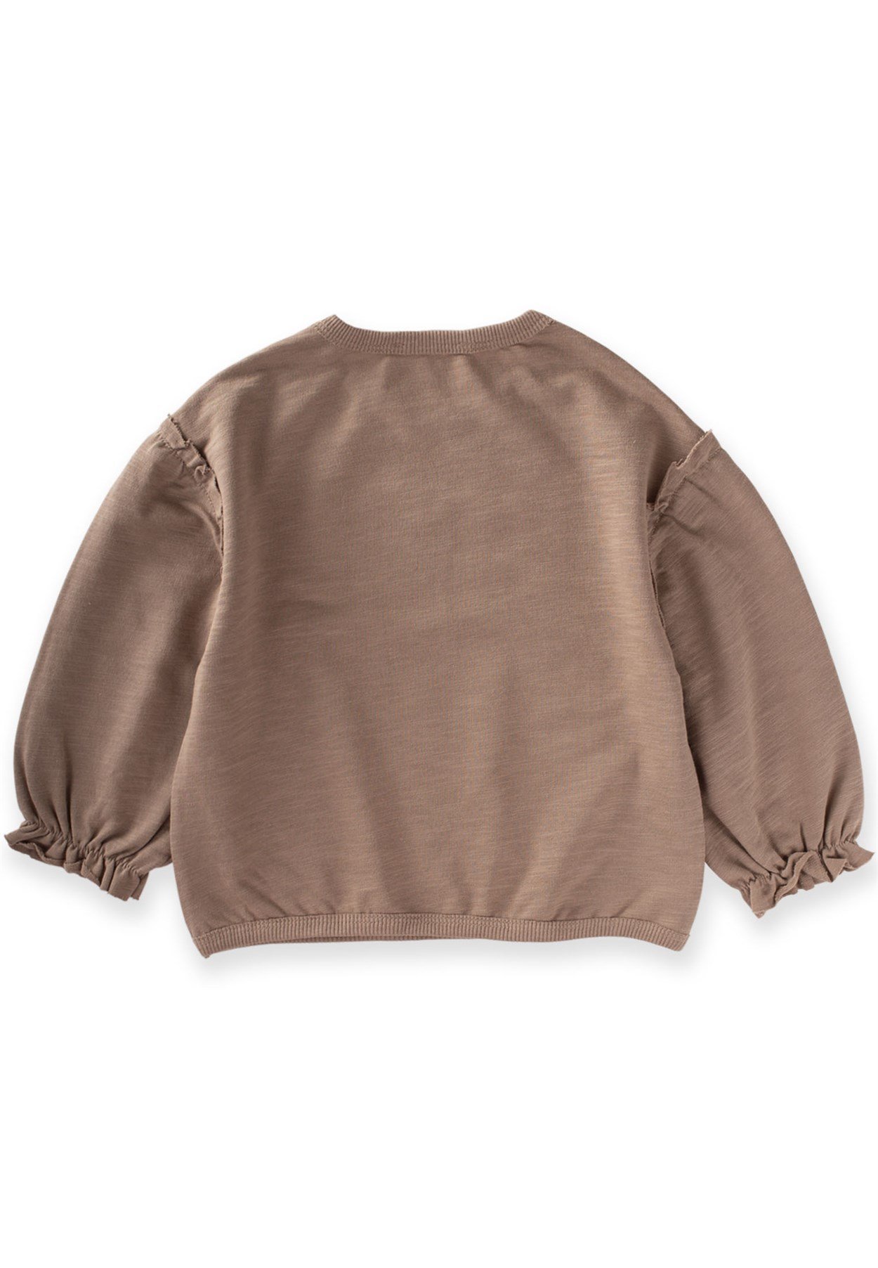70914 - 5020CigitEmbroidered Frill Detailed Oversize Sweat 0-5 Age Dark Gray