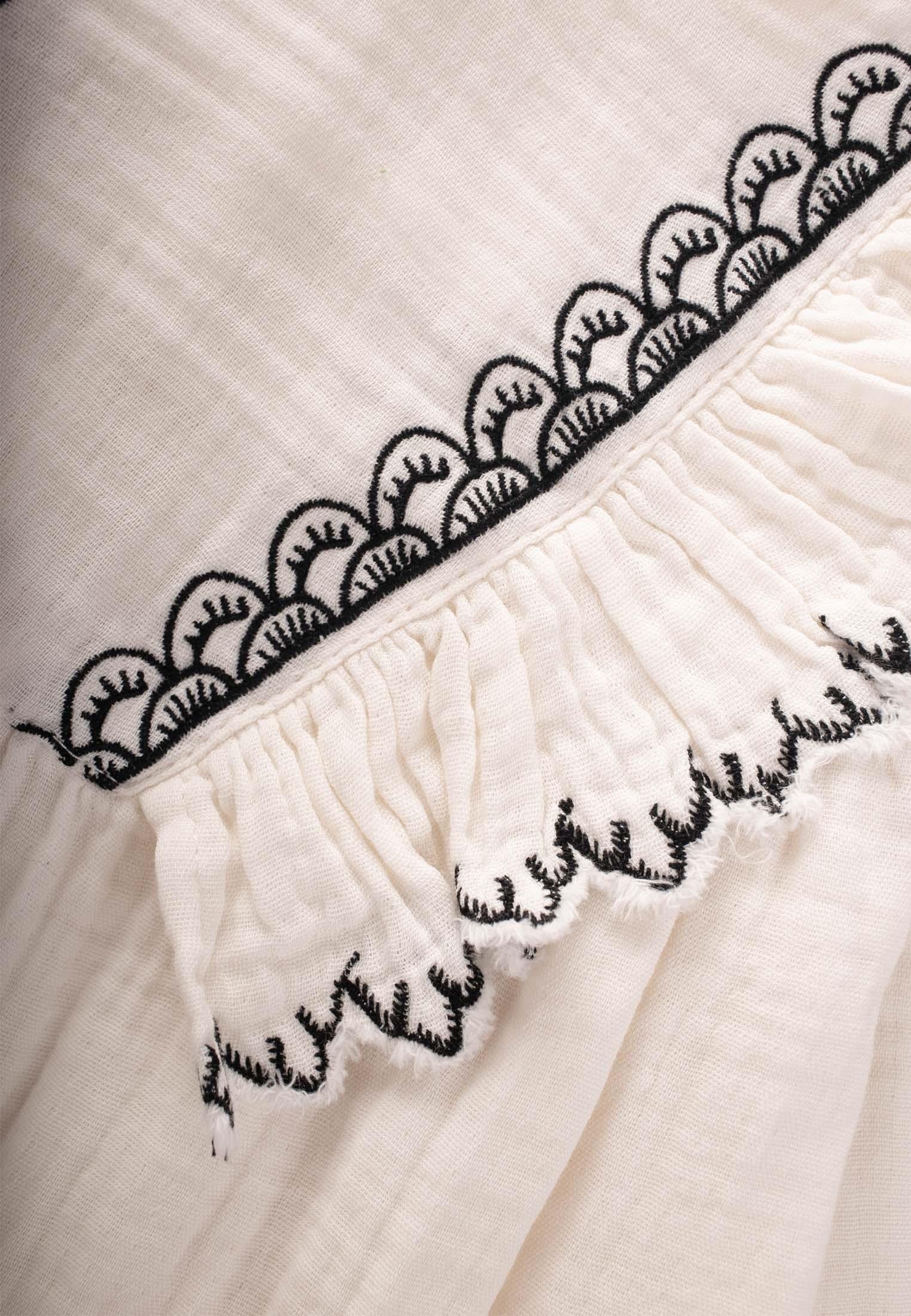 CigitNakışlı Fırfırlı Mevsimlik Elbise 1-8 Yaş Ekru