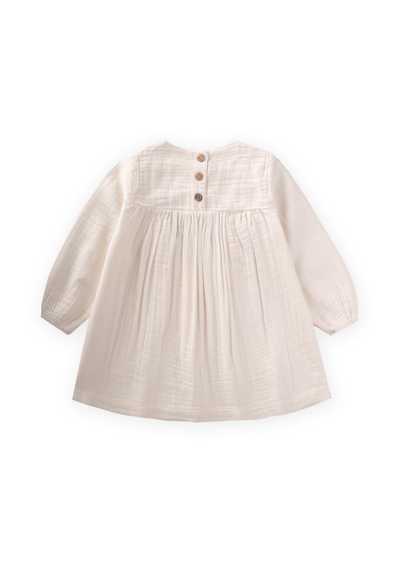 CigitNakışlı Fırfırlı Mevsimlik Elbise 1-8 Yaş Ekru