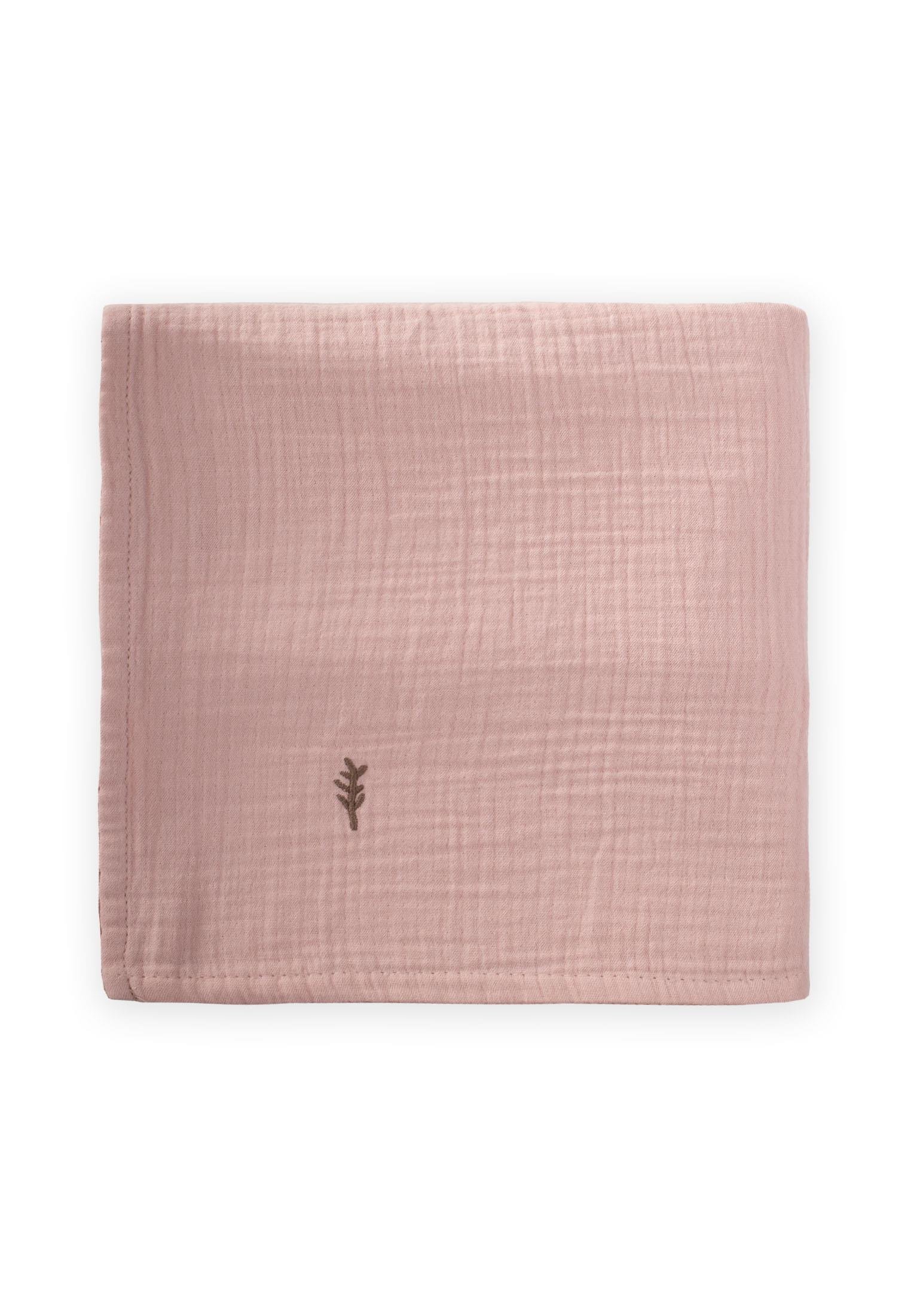 CigitNakışlı Müslin Battaniye 90X100 Cm Pudra
