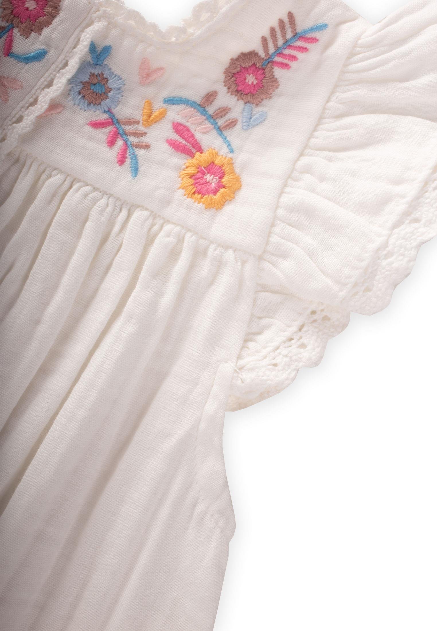 CigitNakışlı Organik Müslin Şalvarlı Takım 1-7 Yaş Ekru
