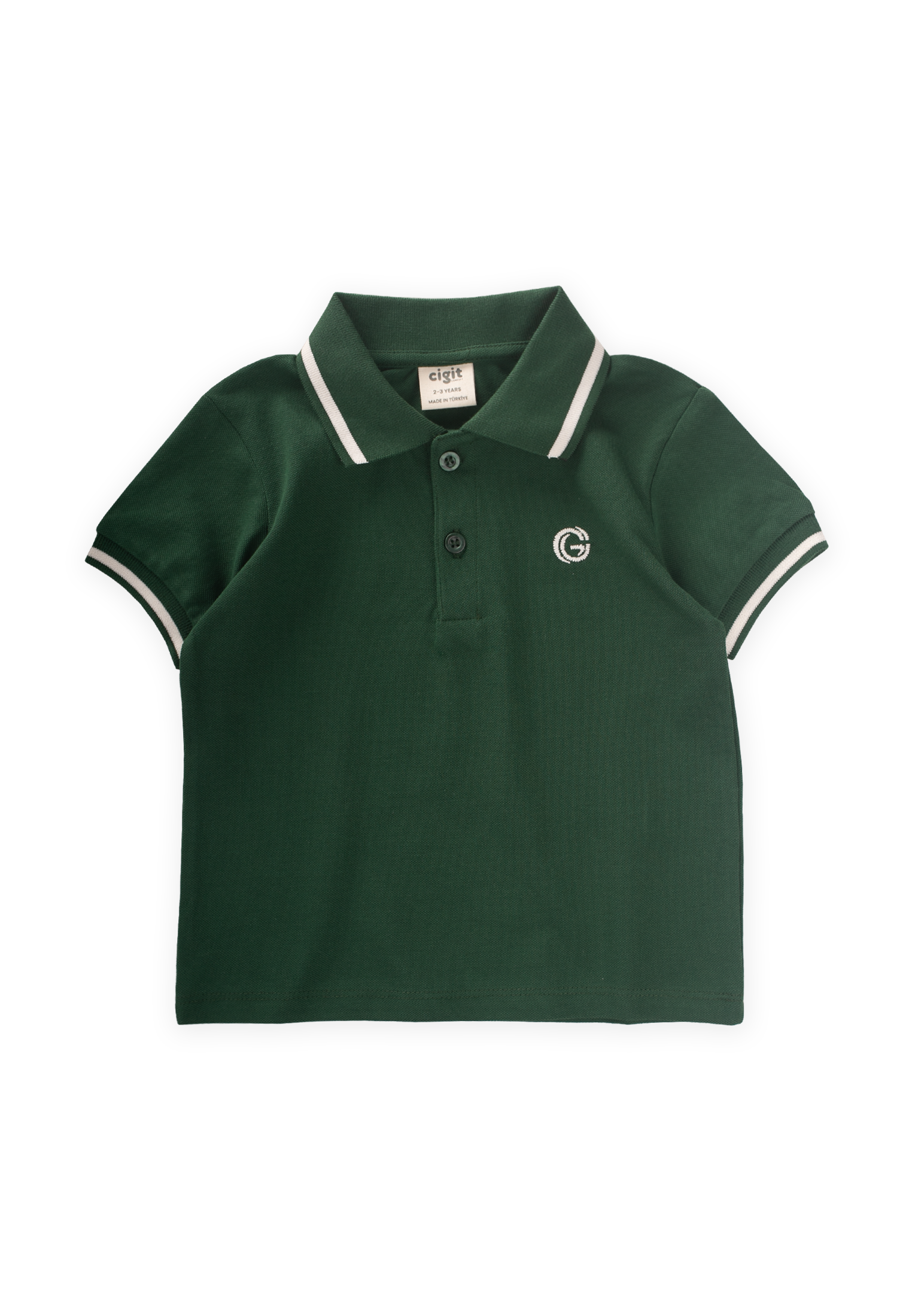 CigitNakışlı Polo Yaka T-Shırt 2-10 Yaş HAKİ YEŞİL