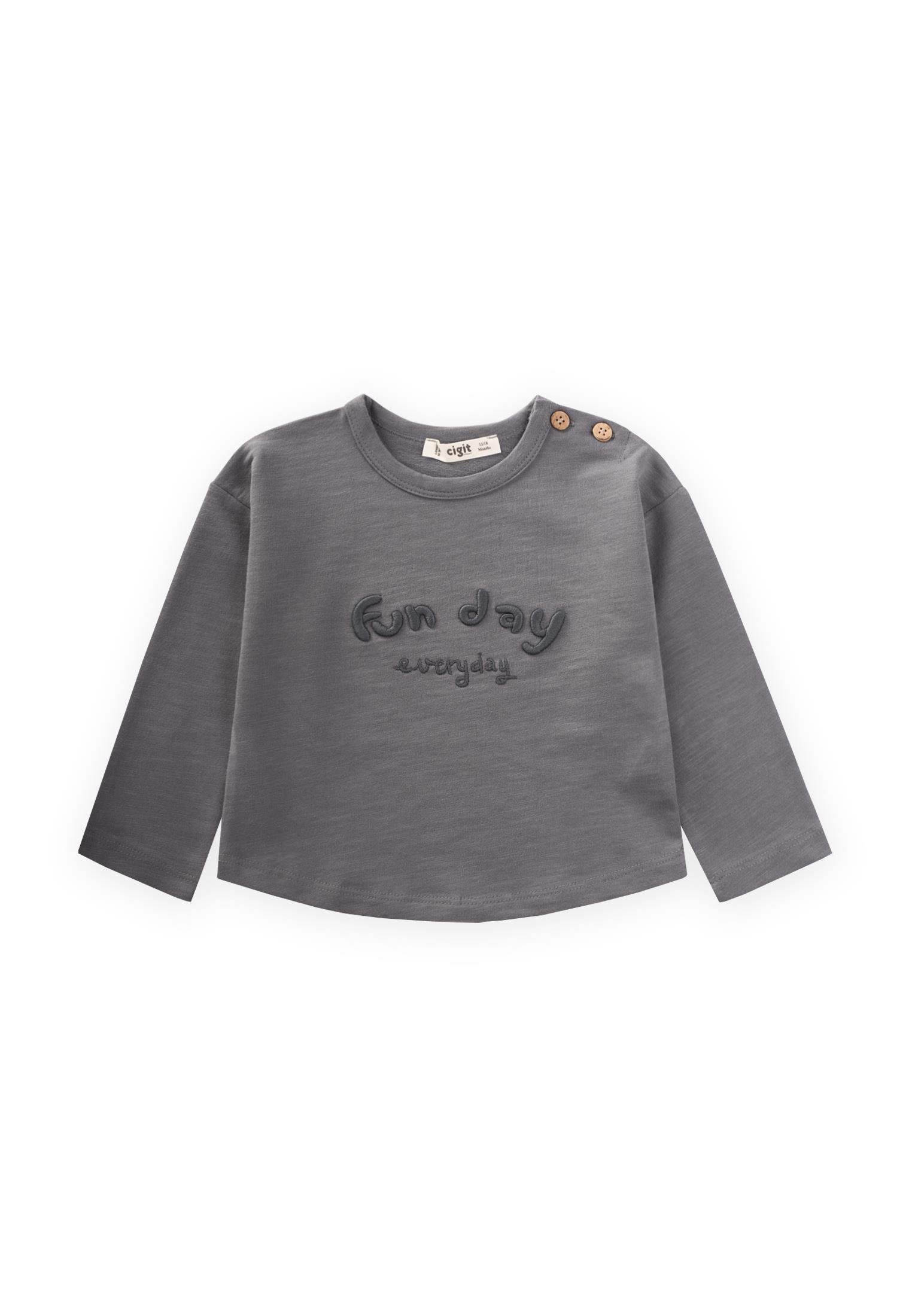 CigitNakışlı Sweatshirt 1-5 Yaş Vizon