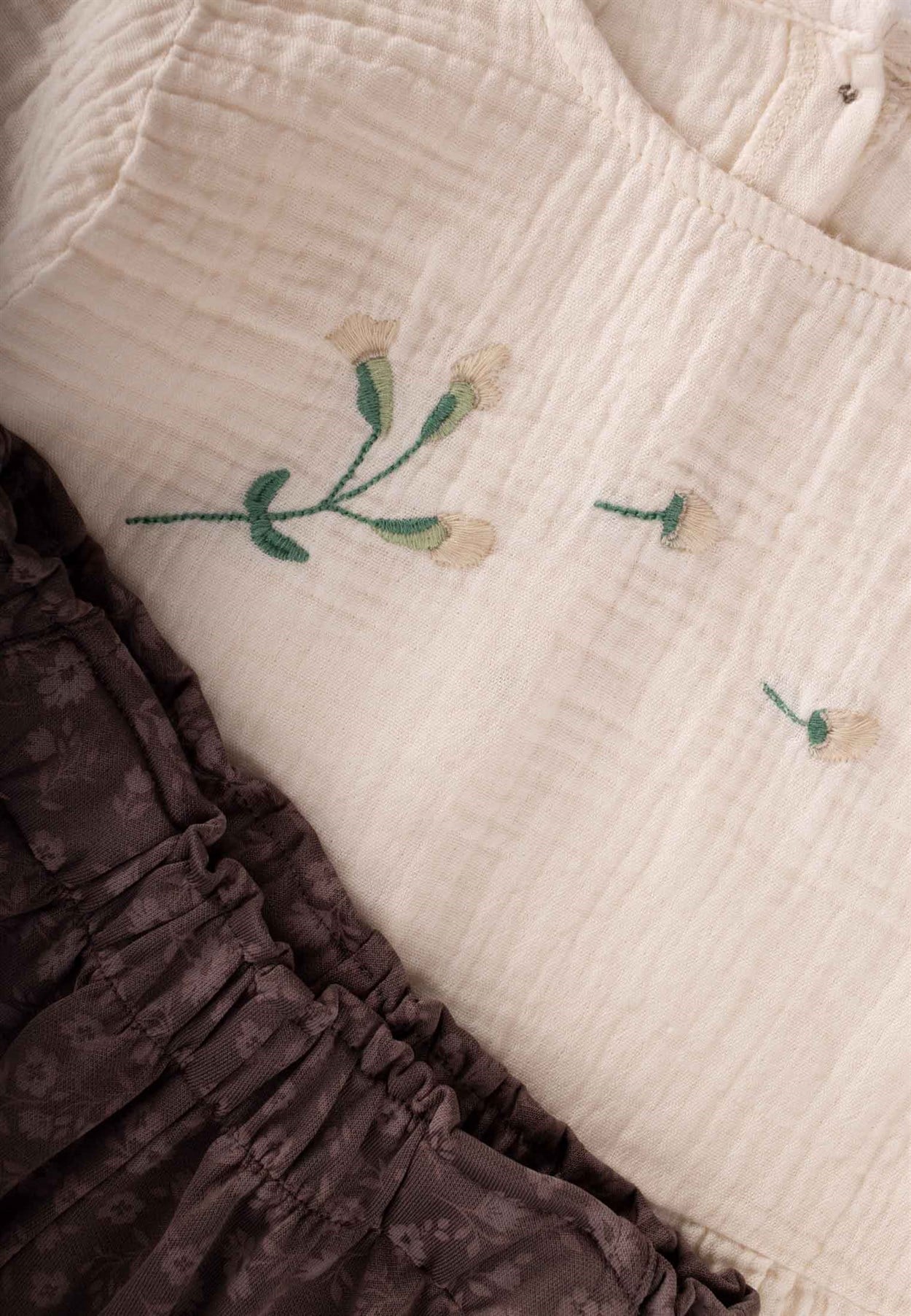 CigitNakışlı Tunik Pantolon Takım 3-8 Yaş Krem
