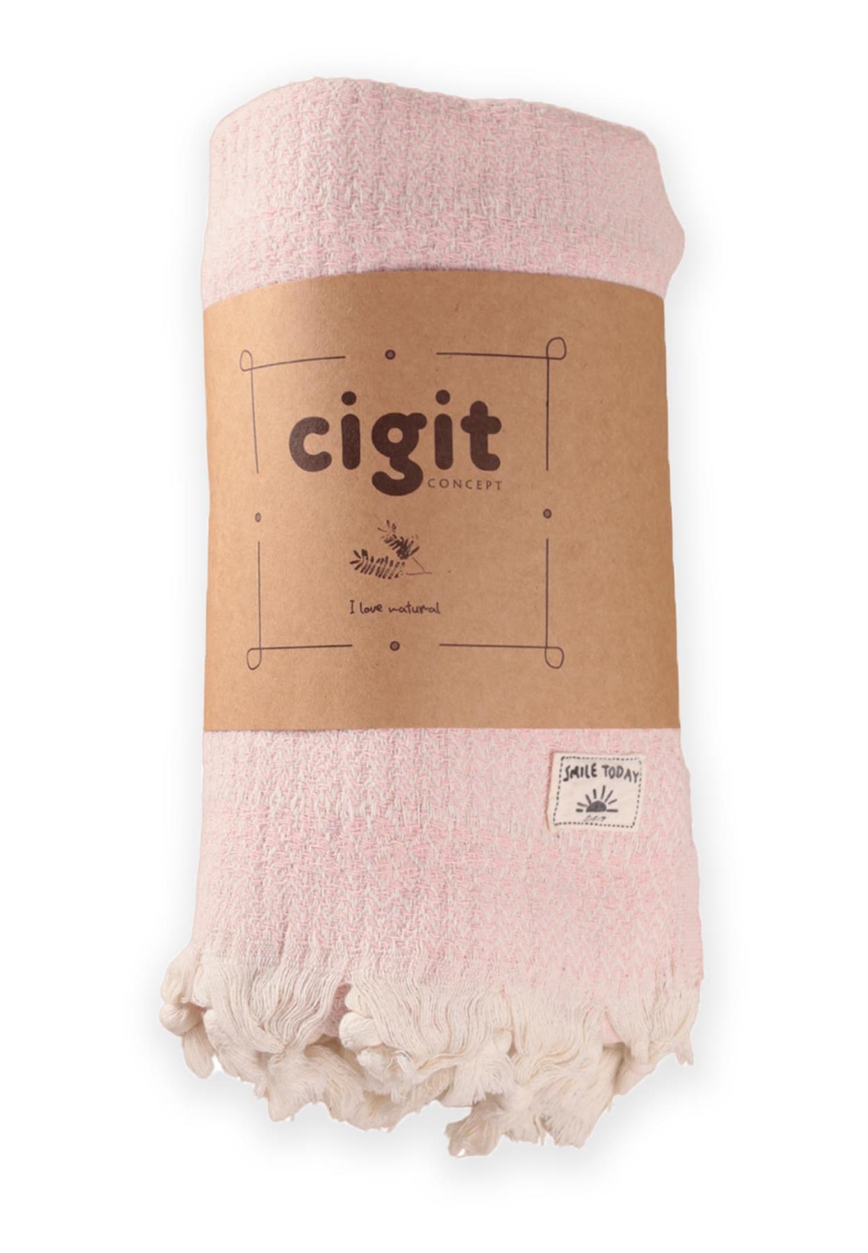 CigitNil Desen Peştemal Havlu (Yıkanmıştır) 90X180 Cm Pembe