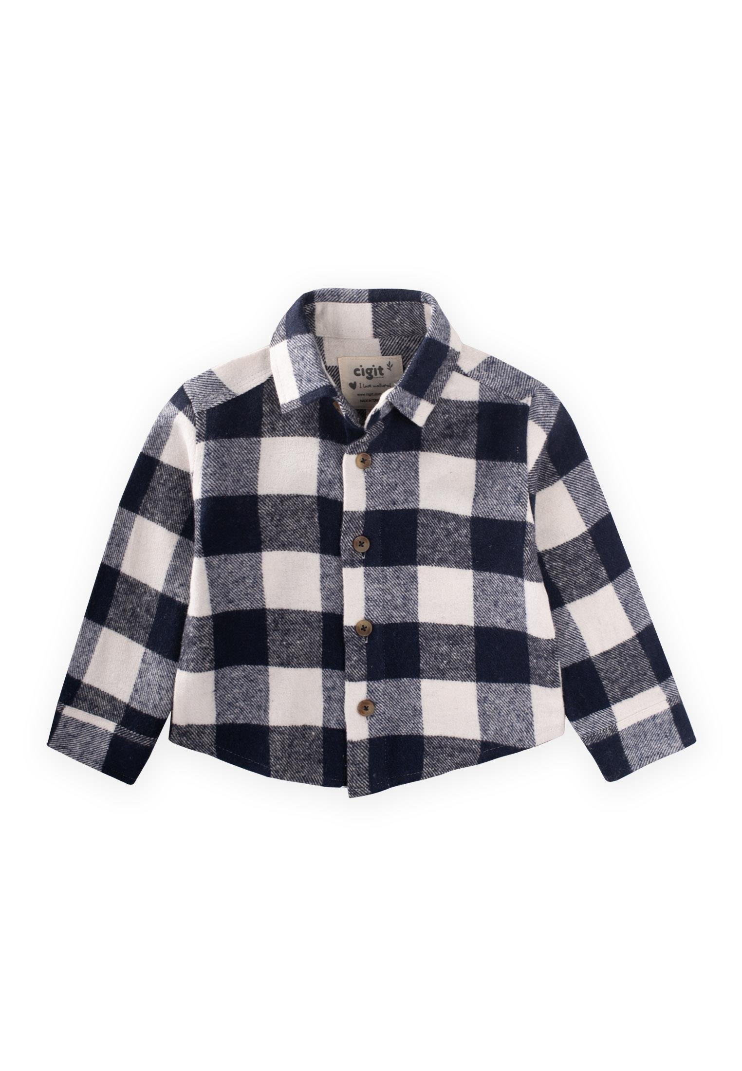 CigitOduncu Gömleği 1-9 Yaş LACİVERT EKOSE