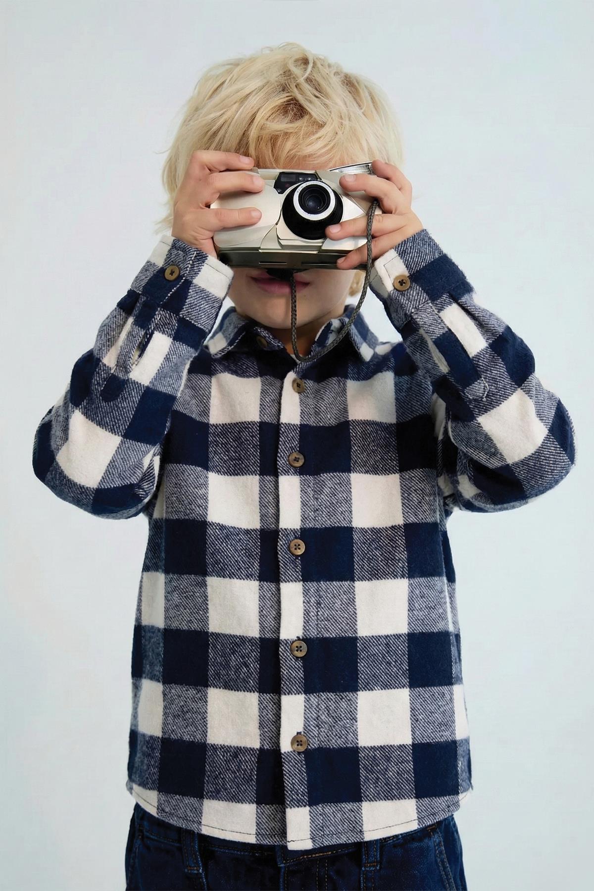 CigitOduncu Gömleği 1-9 Yaş LACİVERT EKOSE