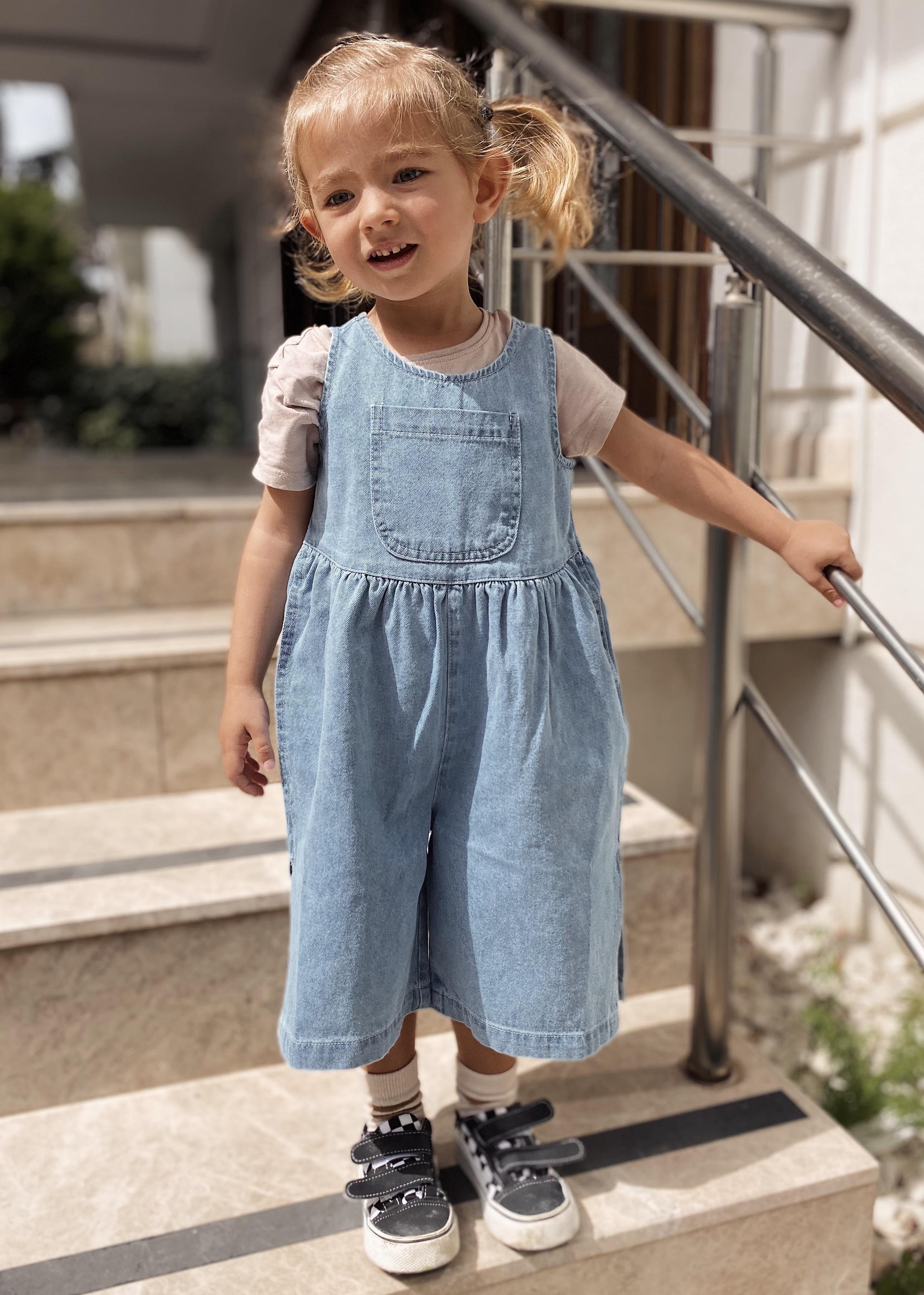 CigitFront Pocket Denim Overalls Ages 2-7 BLUE