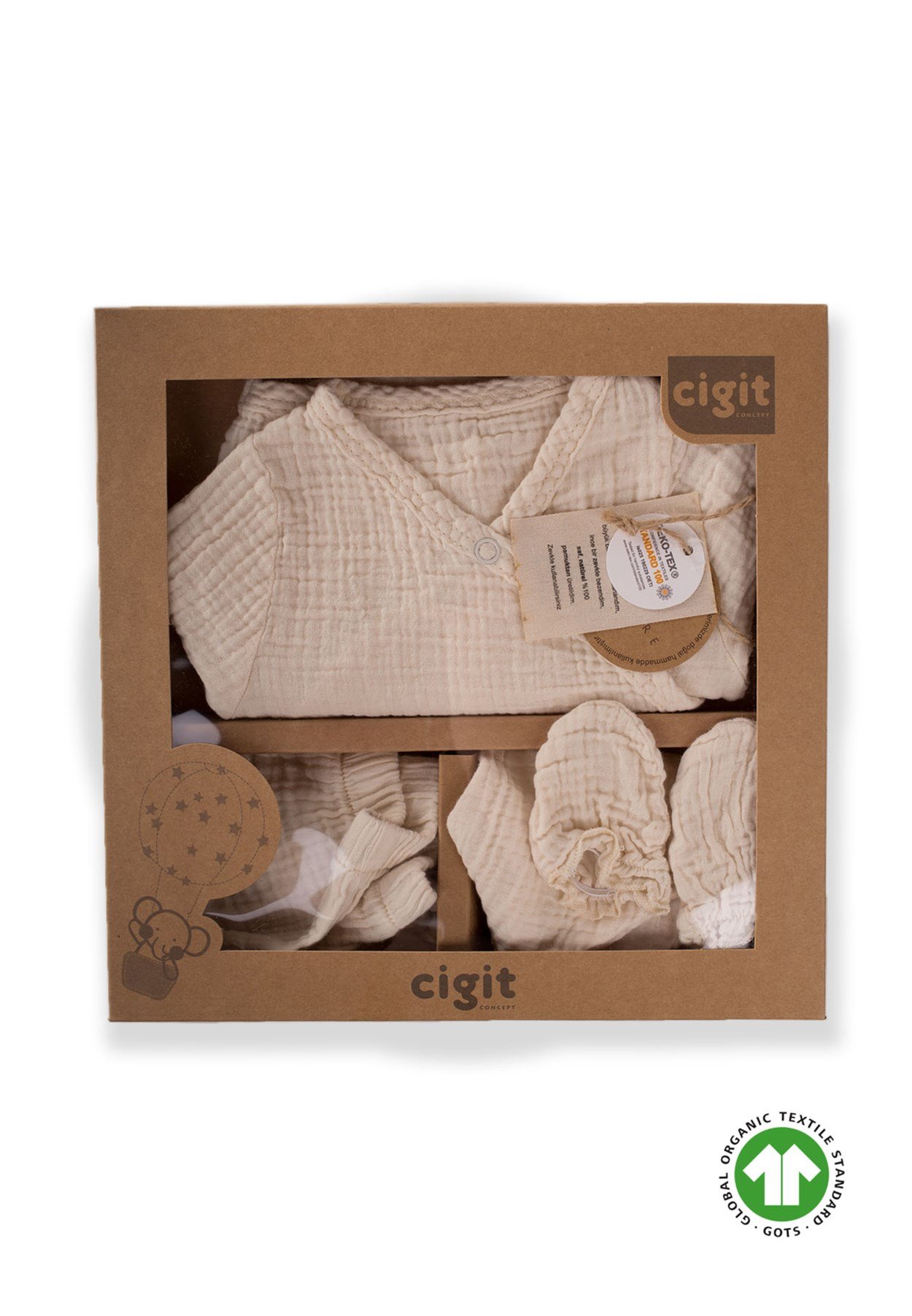 CigitOrganik Hastahane Çıkışı Bebek Takımı 0-3 Ay Ham