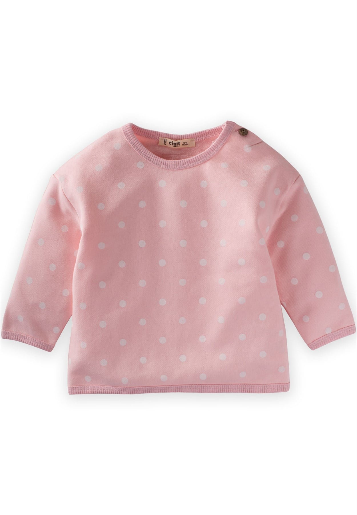81035 - 5057Oversize Etiket Detaylı Sweatshirt 1-5 Yaş Pembe - CigitCigitOversize Etiket Detaylı Sweatshirt 1-5 Yaş Pembe