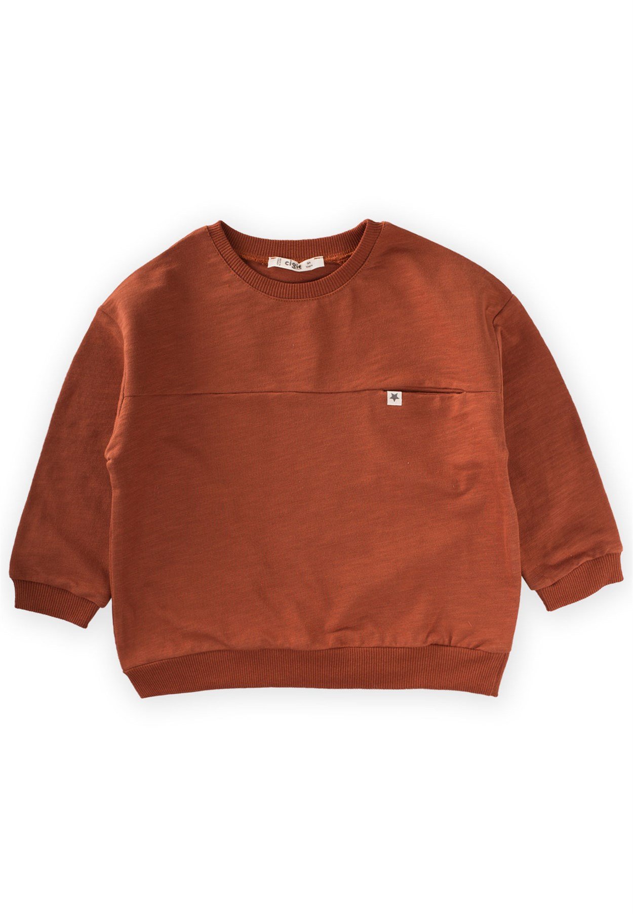 70966 - 5005CigitOversize Gizli Cepli Sweatshırt 3-9 Yaş KİREMİT