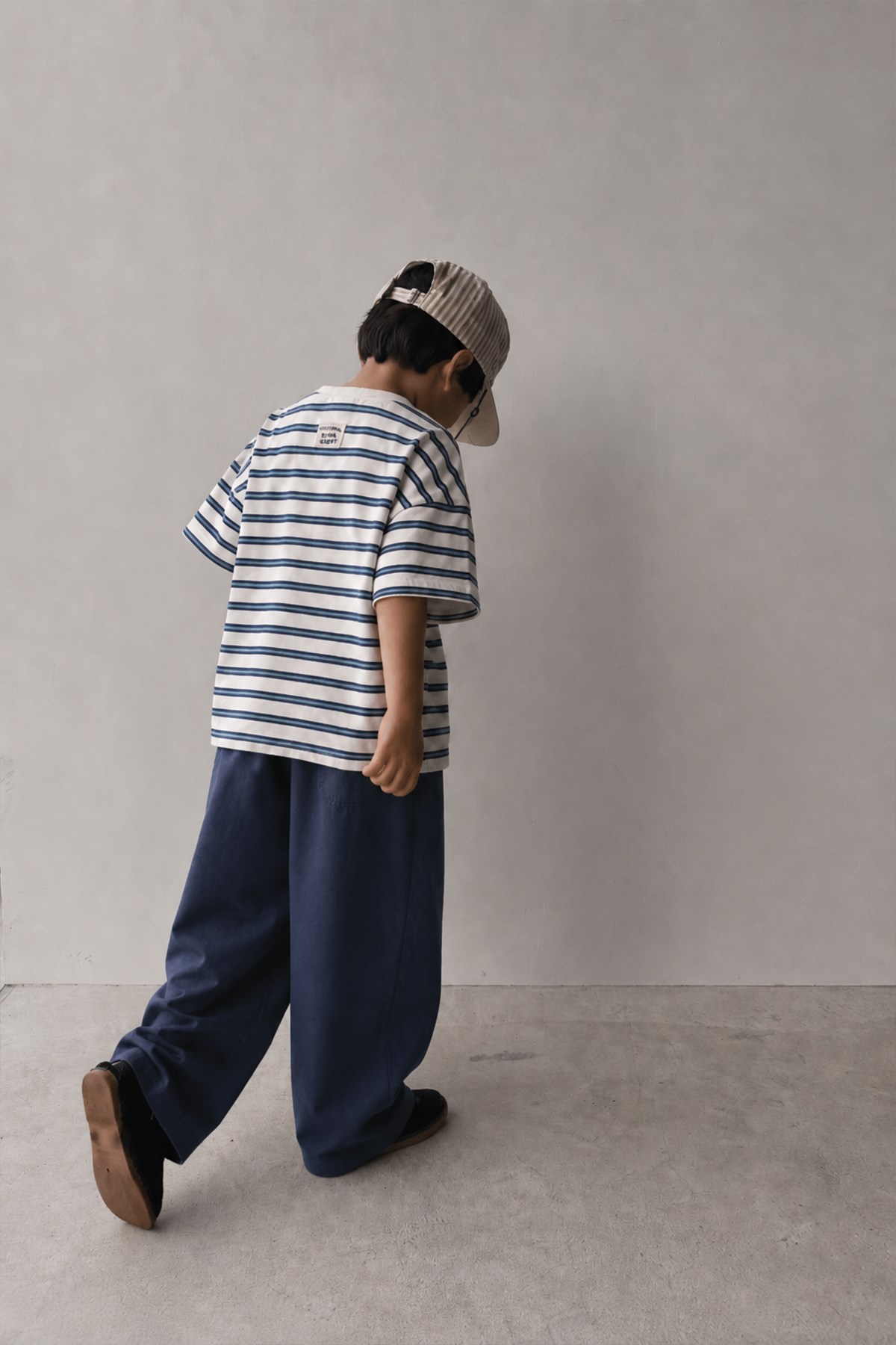 CigitOversize T-Shirt  Geniş Kesim Pantolon Takım 2-10 Yaş Lacivert Çizgili
