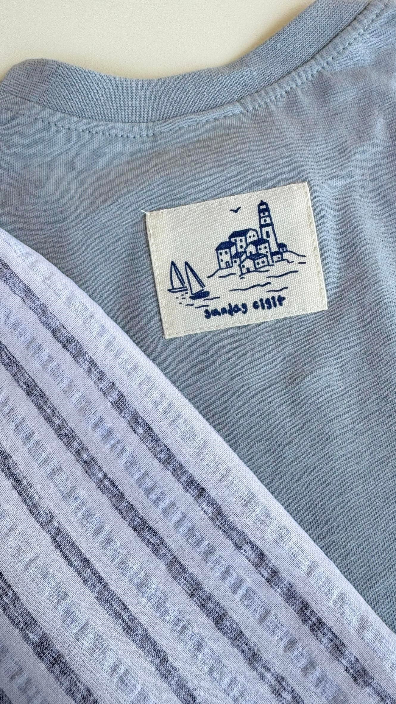 CigitOversize T-Shirt Takım 2-10 Yaş Pastel Mavi