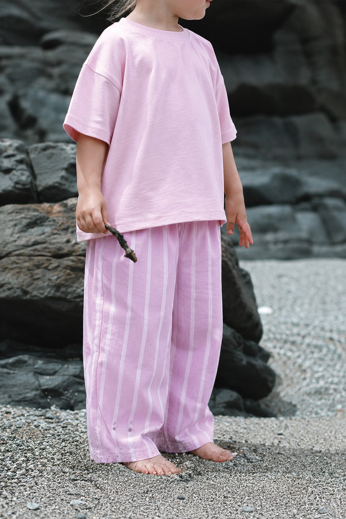 CigitOversize T-Shirt Takım 2-10 Yaş Pembe