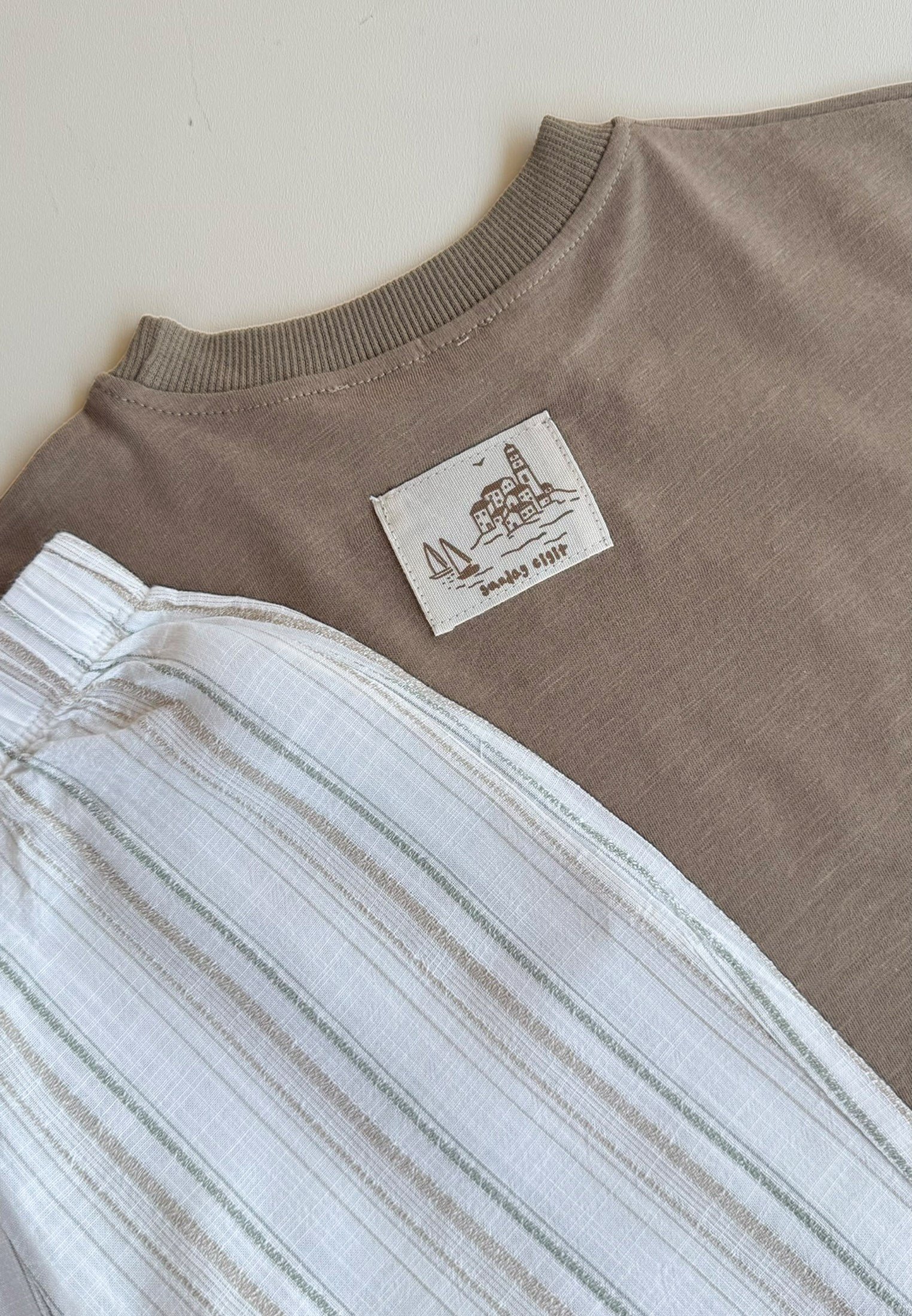 CigitOversize T-Shirt Takım 2-10 Yaş Vizon
