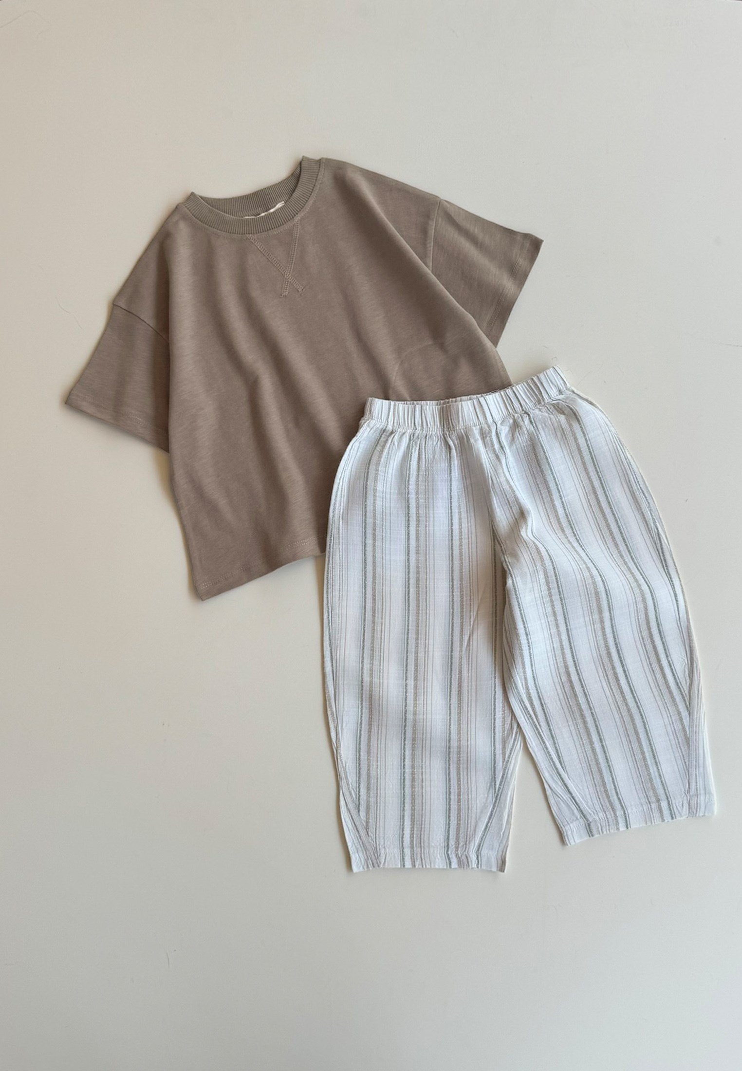 CigitOversize T-Shirt Takım 2-10 Yaş Vizon