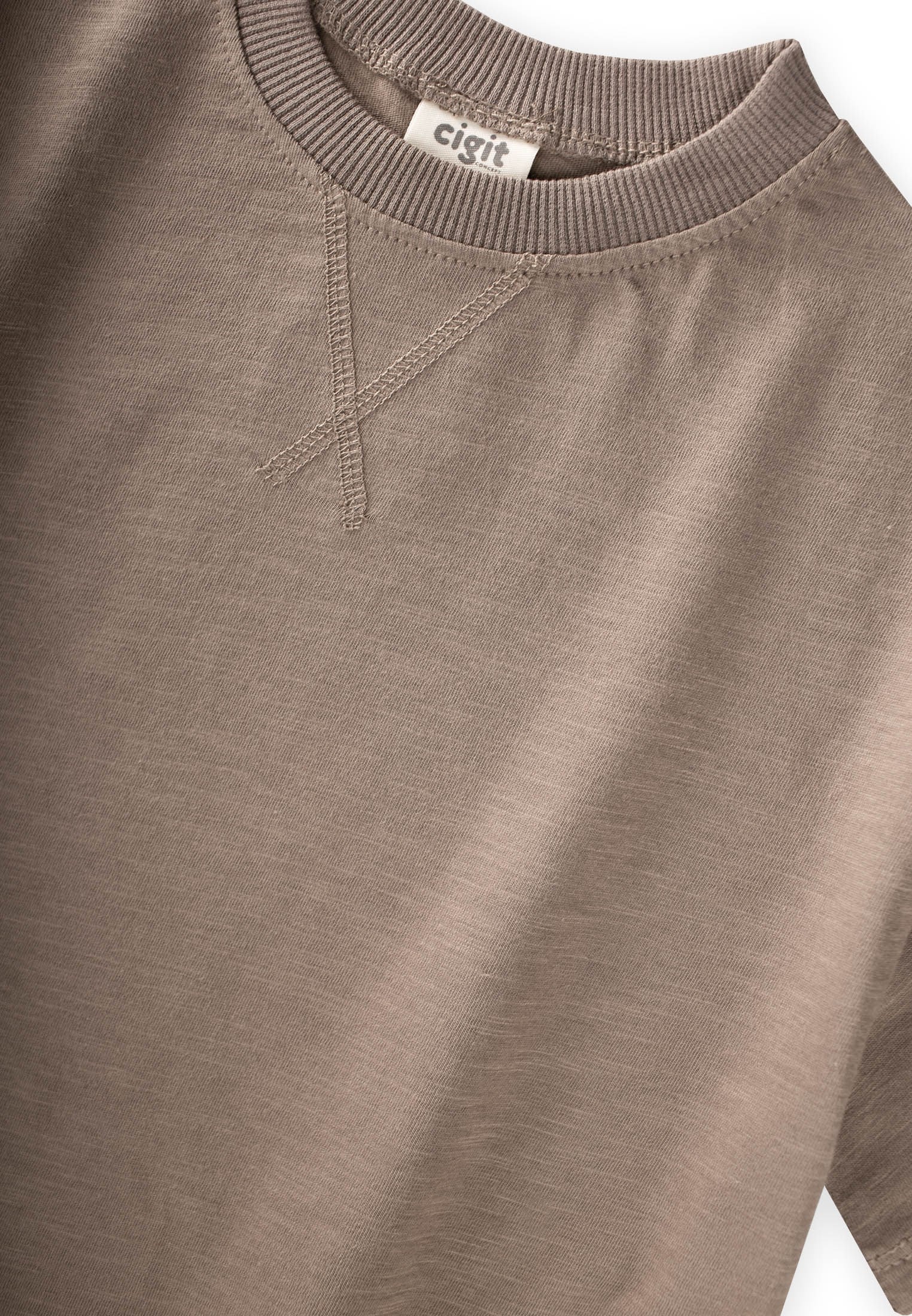 CigitOversize T-Shirt Takım 2-10 Yaş Vizon