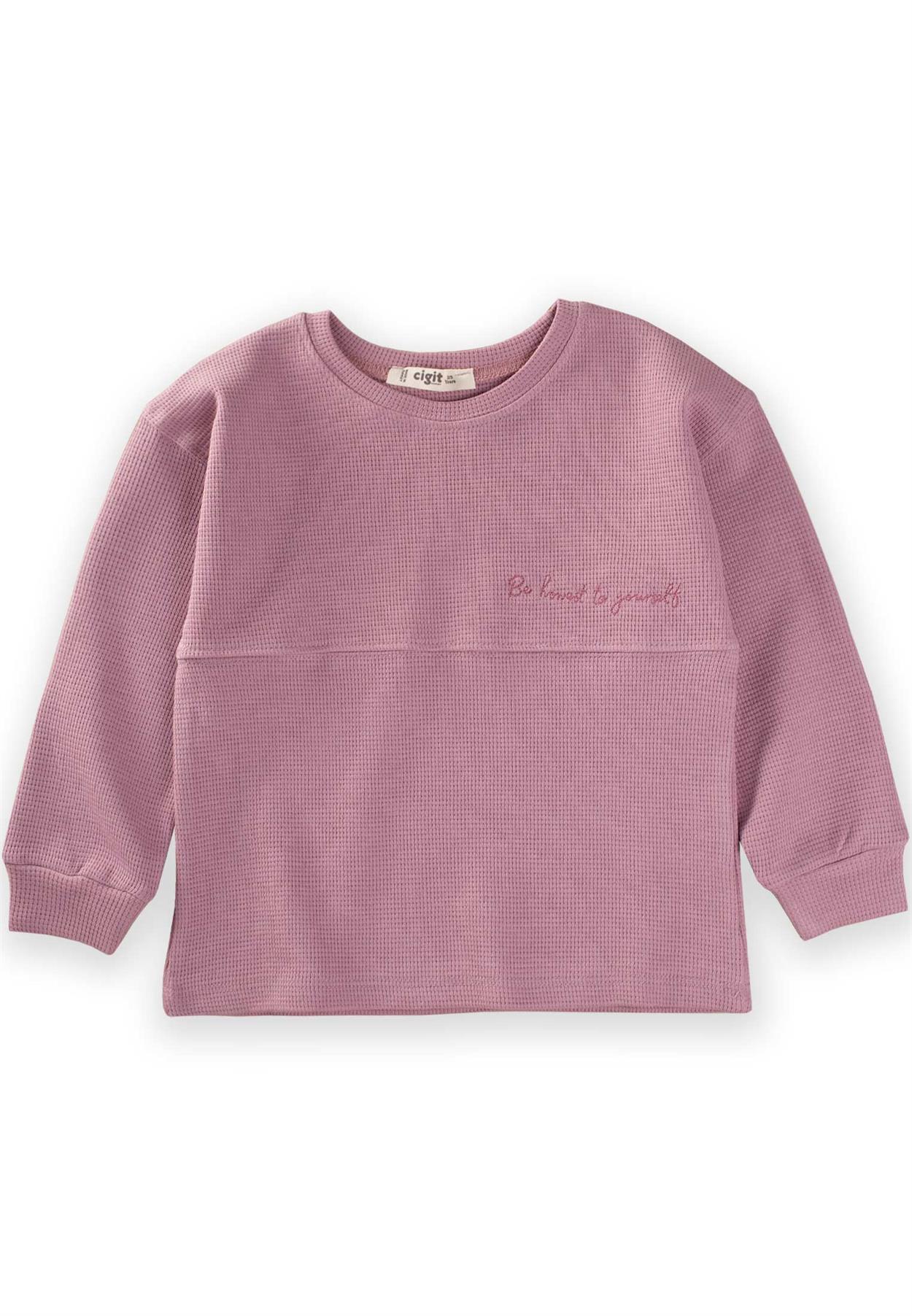 CigitOversize Waffle Mevsimlik T-Shirt 2-10 Yaş Leylak