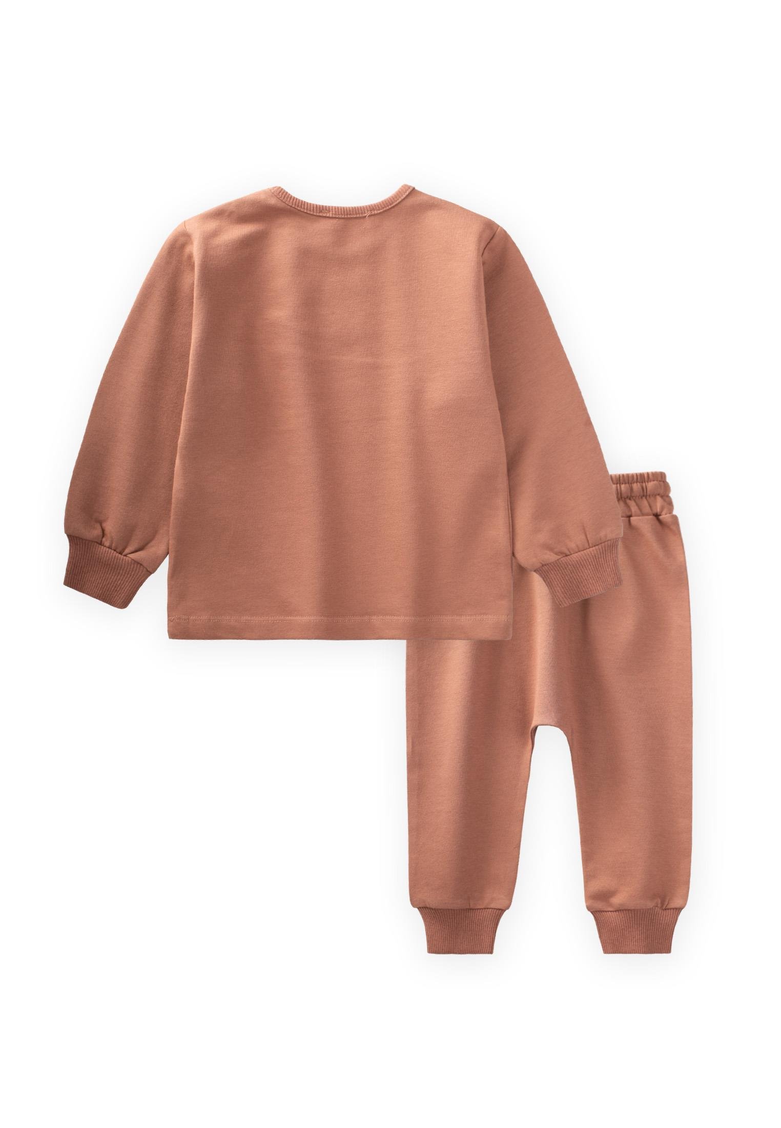 CigitAcorn Embroidered Sweat Suit 0-4 Age Brown
